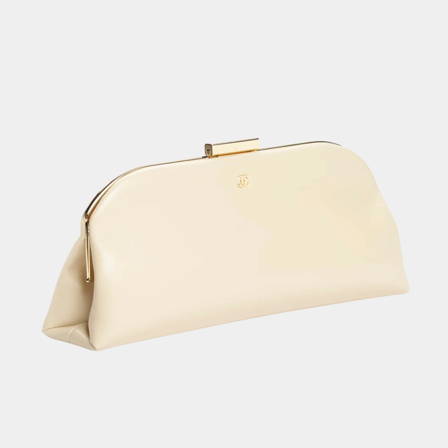 Chanel Large Clutch in Lambskin, Beige, Front