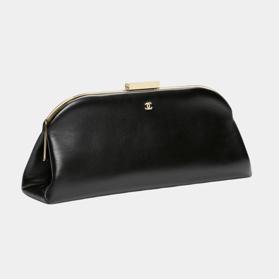 Chanel Large Clutch in Lambskin, Black, Front