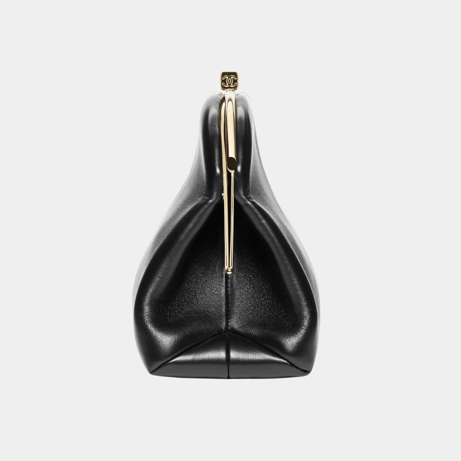 Chanel Large Clutch in Lambskin, Black, Side