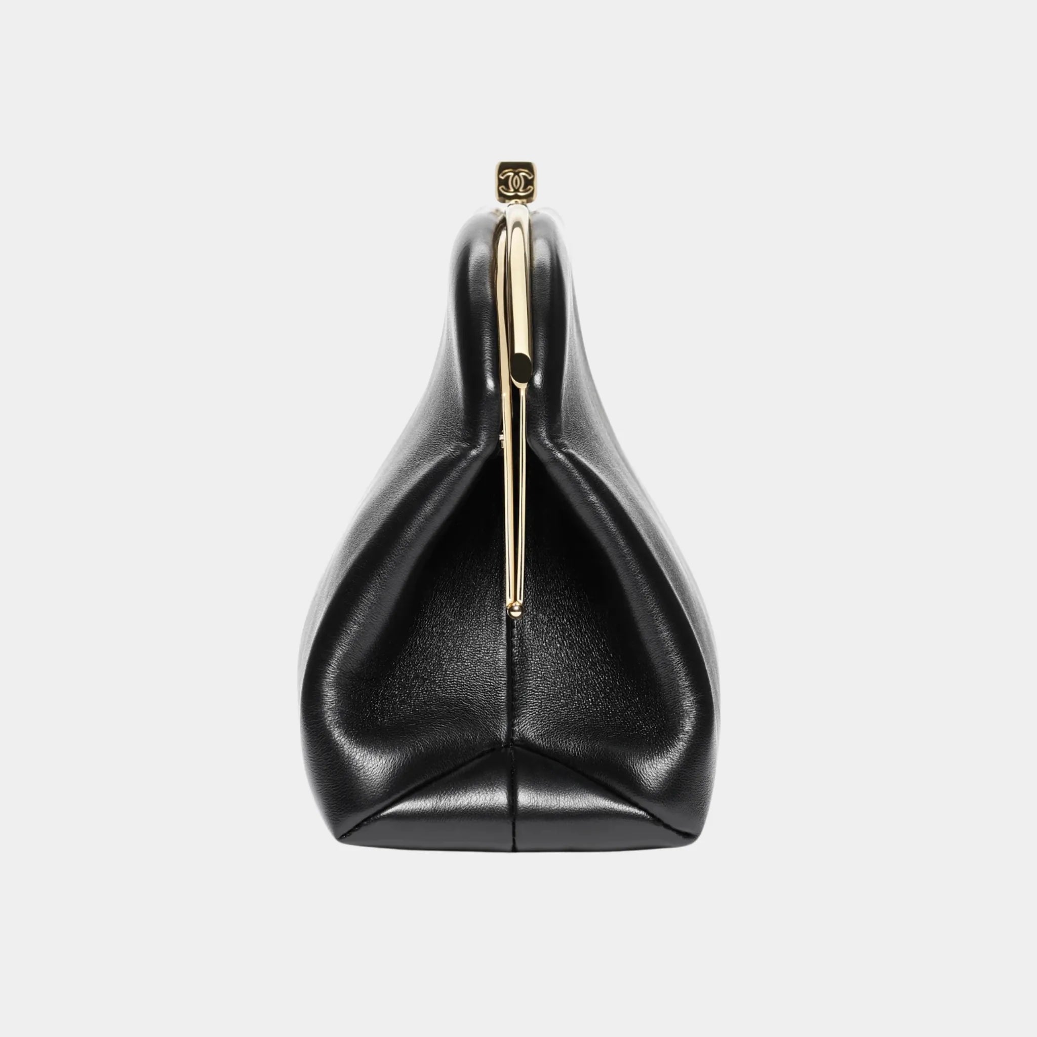 Chanel Large Clutch in Lambskin, Black, Side