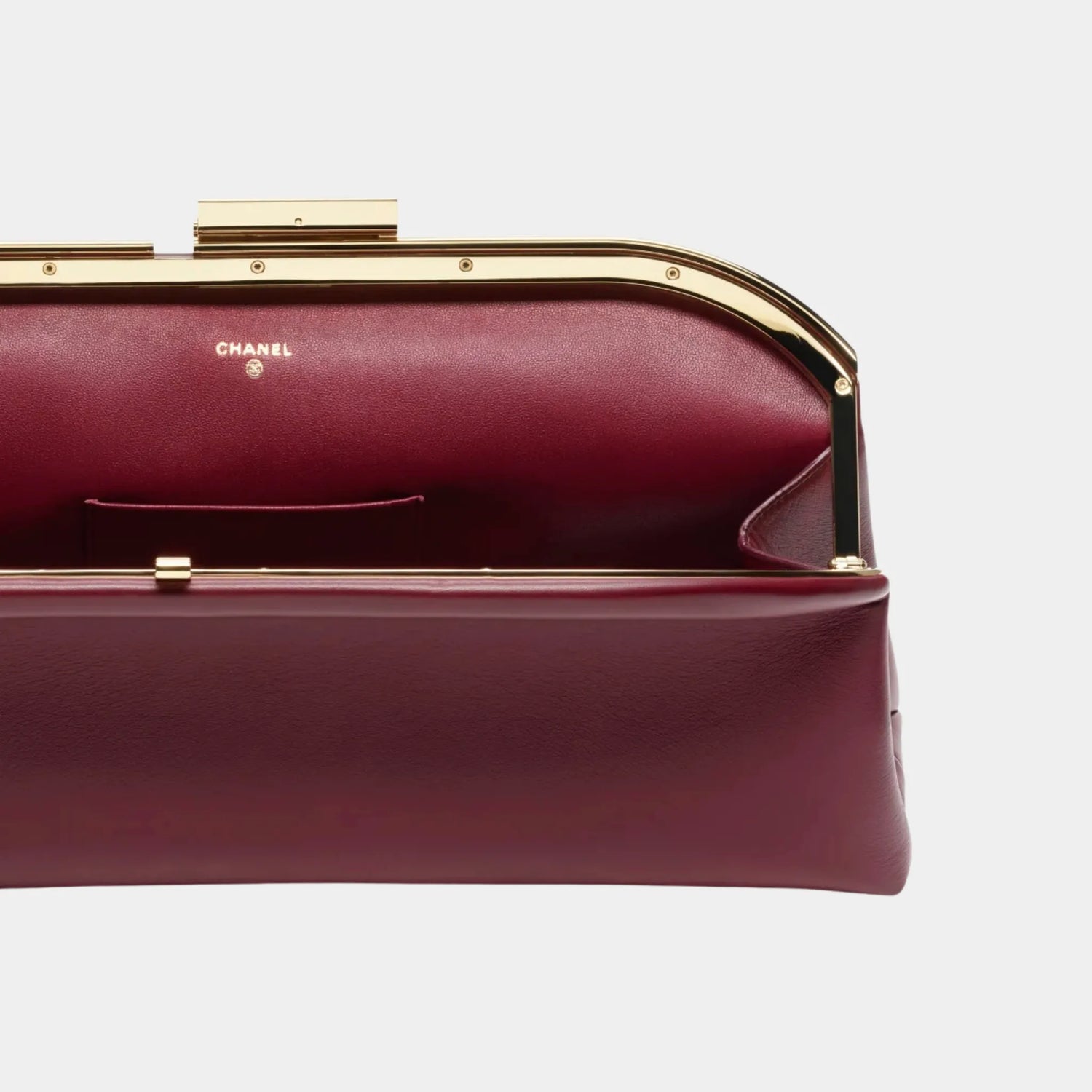 Chanel Large Clutch in Lambskin, Dark Burgundy, Top