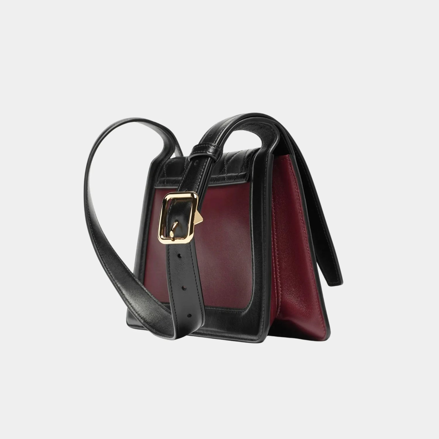 Chanel Large Flap Bag in Black &amp; Dark Burgundy Shiny Calfskin, Back