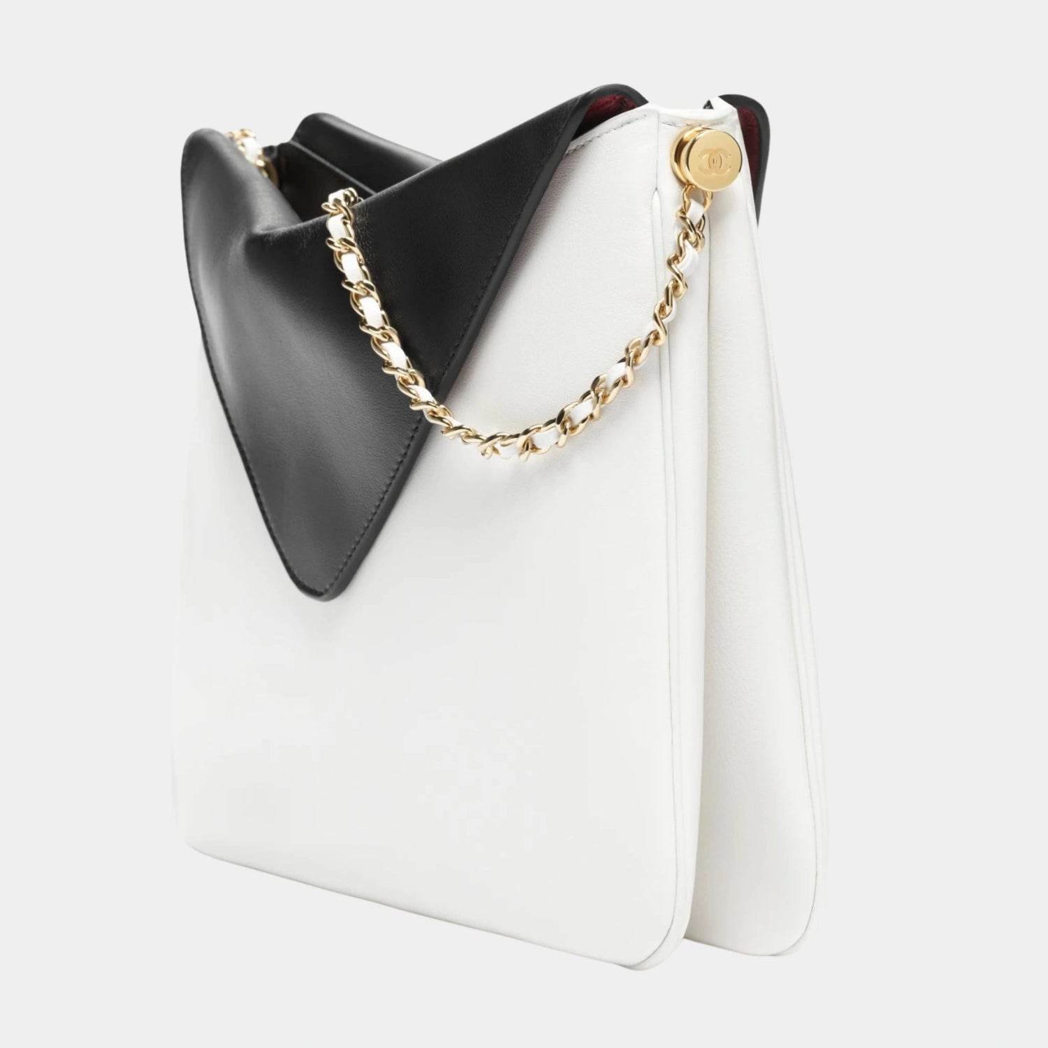 Chanel Large Hob Bag Calfskin &amp; Gold-Plated Metal Black &amp; White