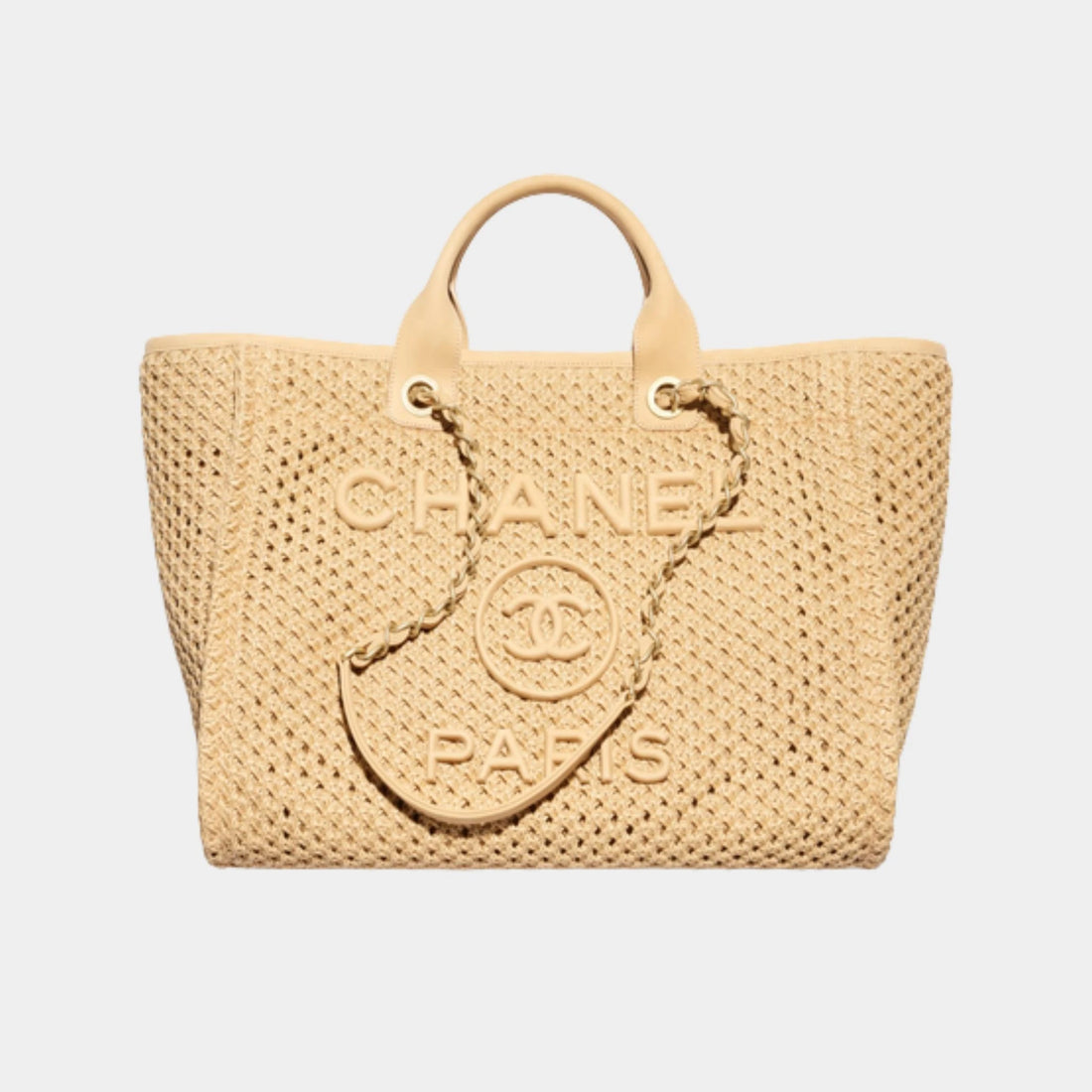 Chanel Large Tote Bag , braied straw, front