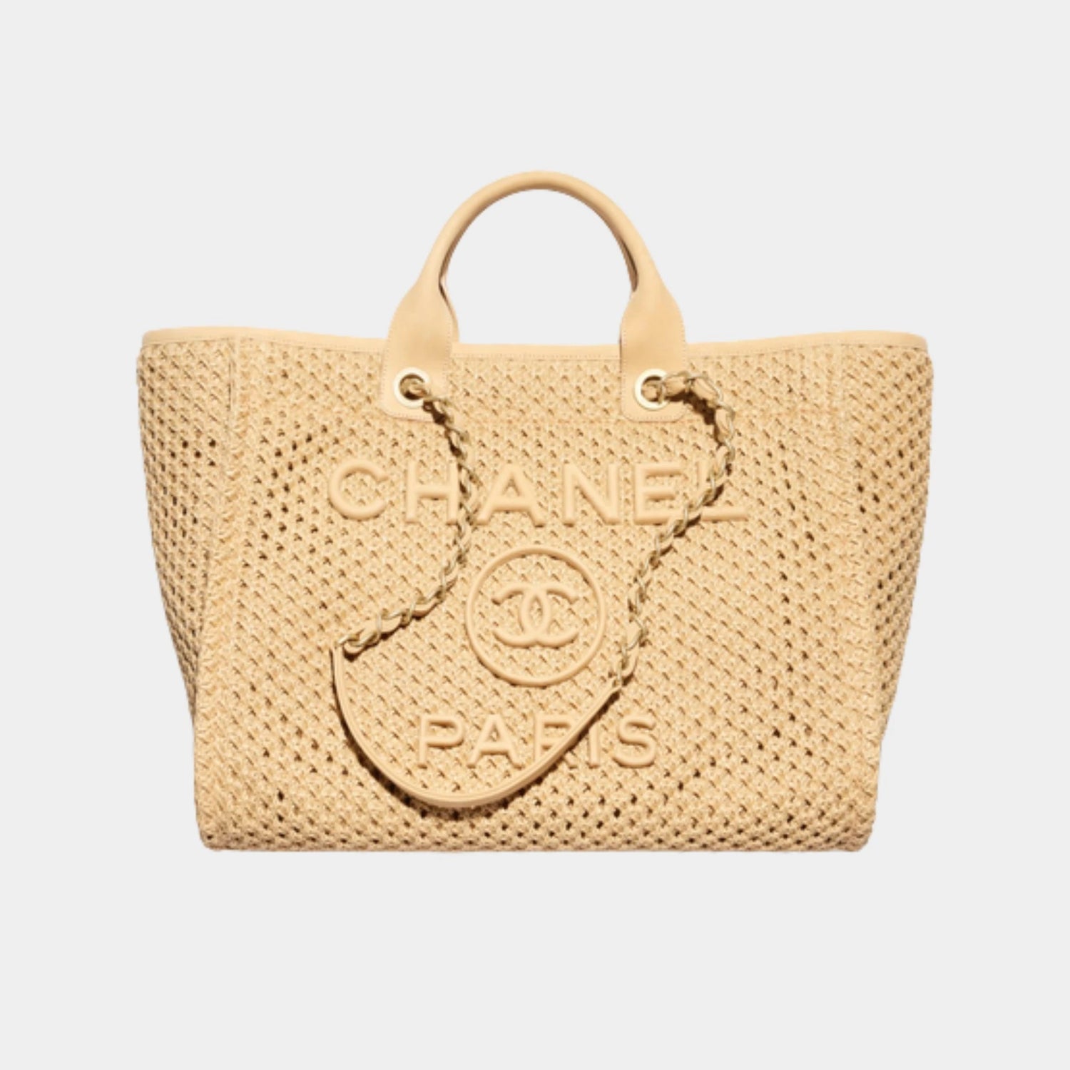 Chanel Large Tote Bag , braied straw, front