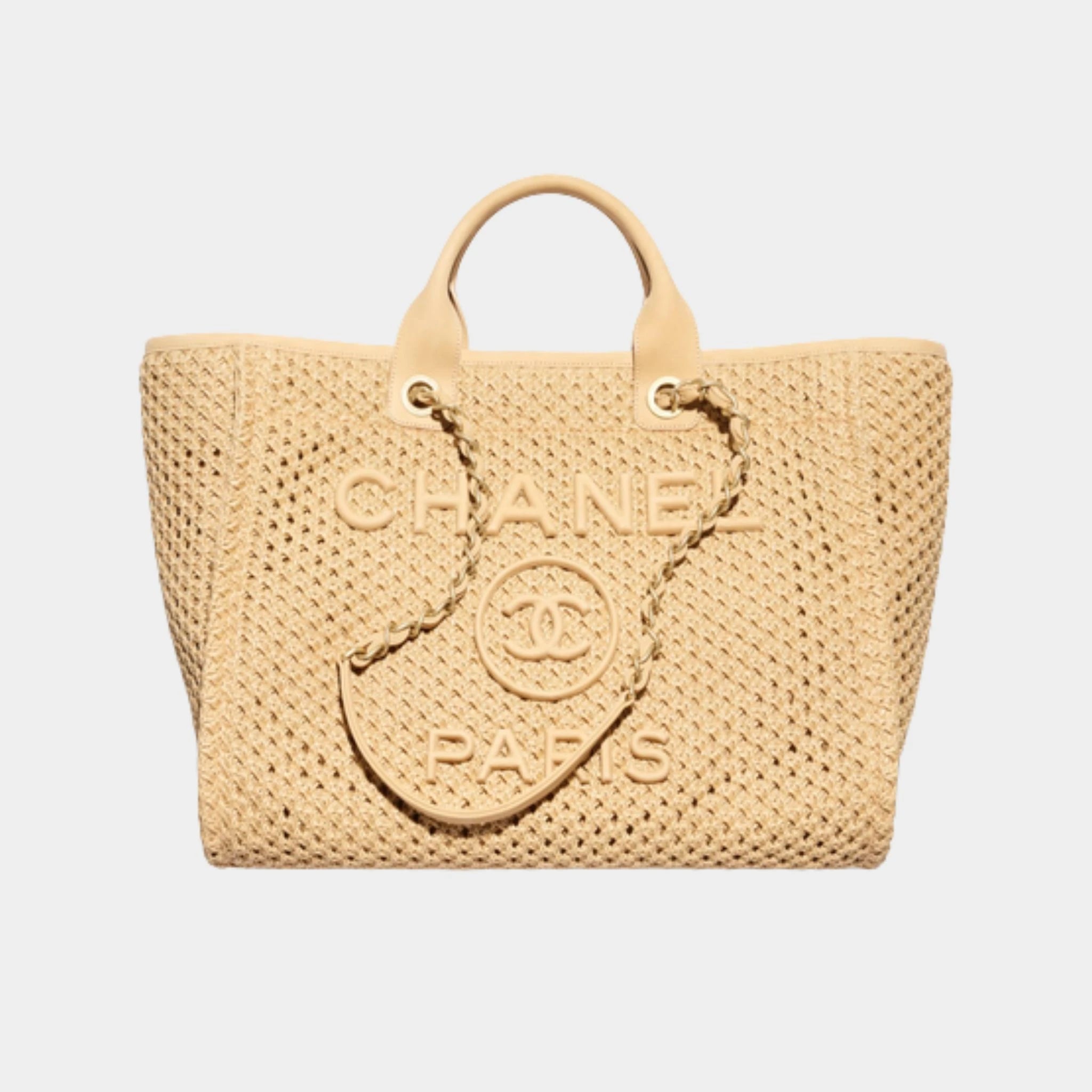 Chanel Large Tote Bag , braied straw, front