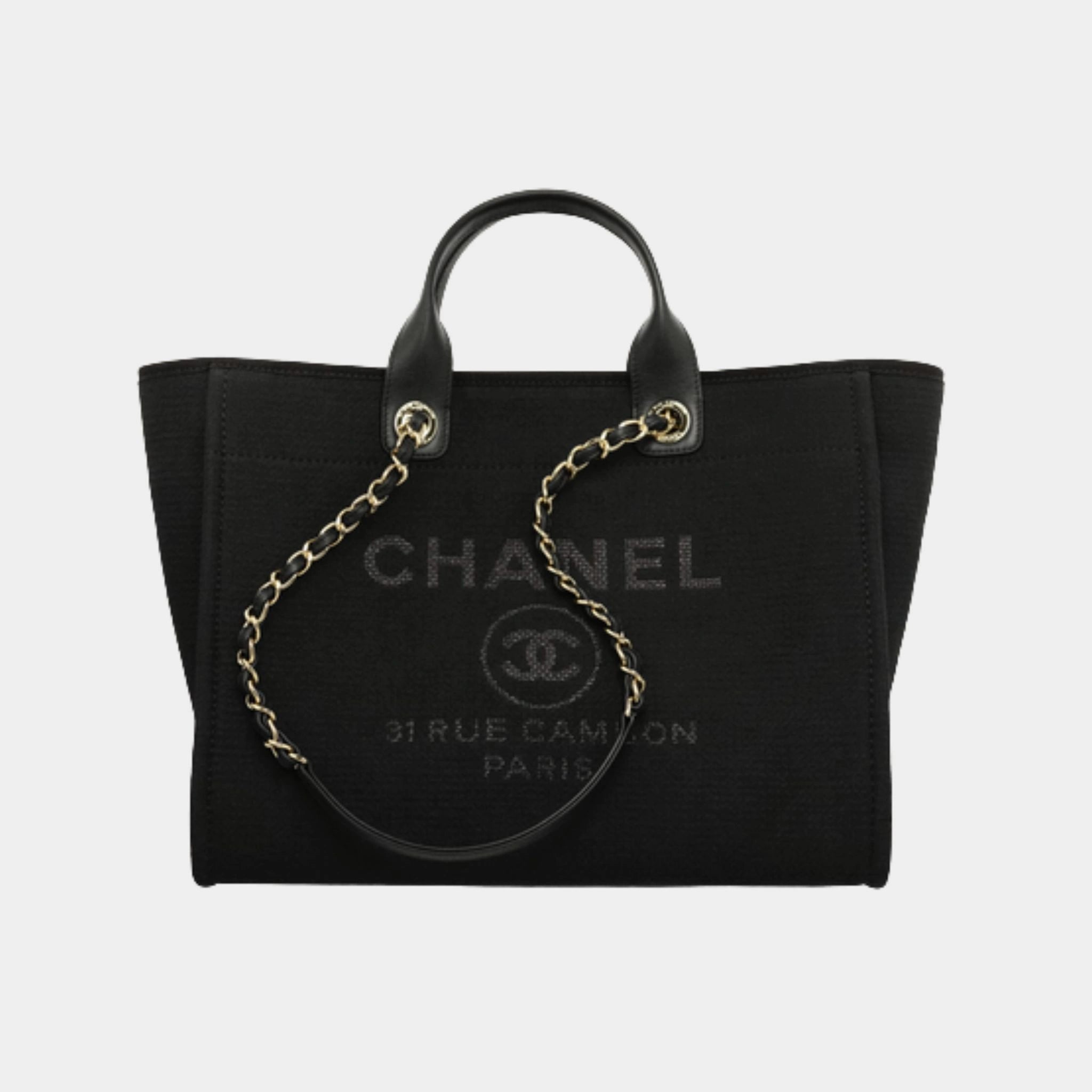Chanel Large Tote Bag , canvas black, front