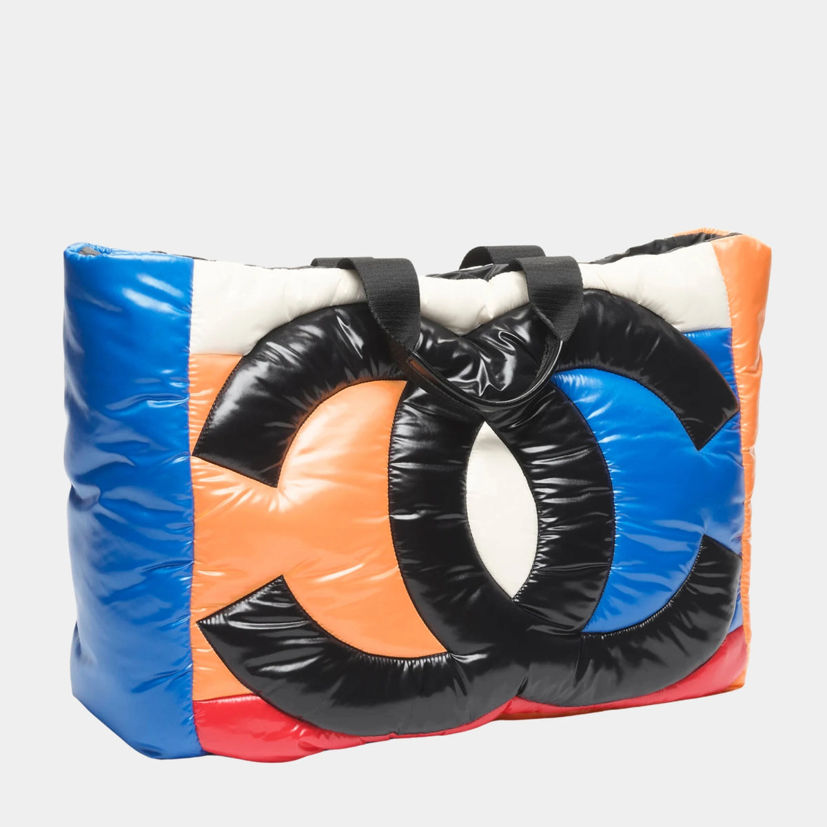 Large Tote Nylon & Calfskin Blue Orange White Red & Black — Default Title