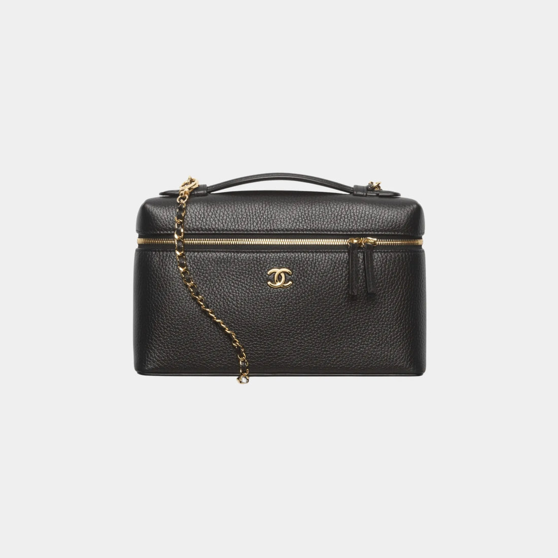 Chanel Large Vanity with chain in Black Grained Calfskin, Front