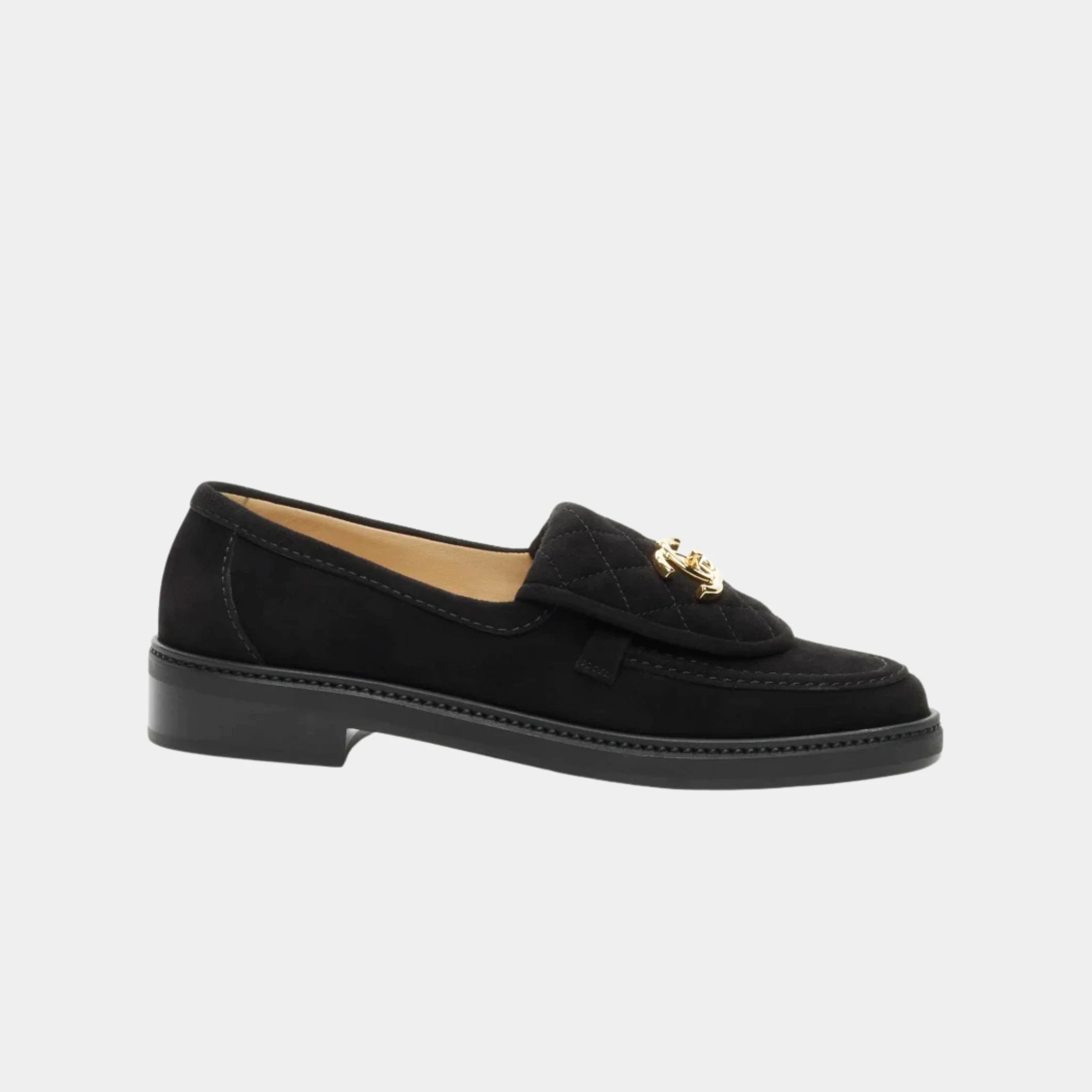 Chanel Loafers in Black Suede Kidskin, Side