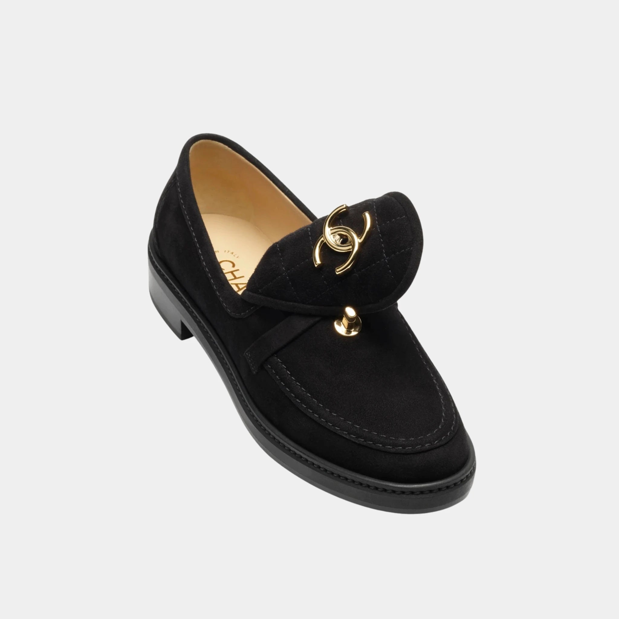 Chanel Loafers in Black Suede Kidskin, Top