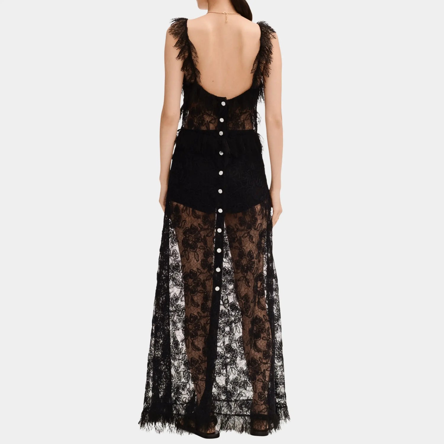 Chanel Long Dress in Black Lace SANDS Chanel Long Dress in Black Lace SANDS