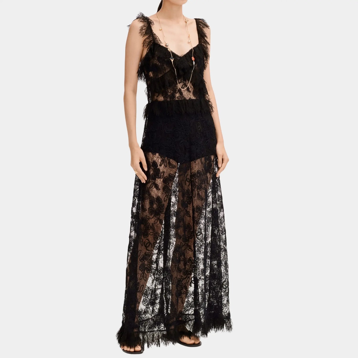 Chanel Long Dress in Black Lace, Front