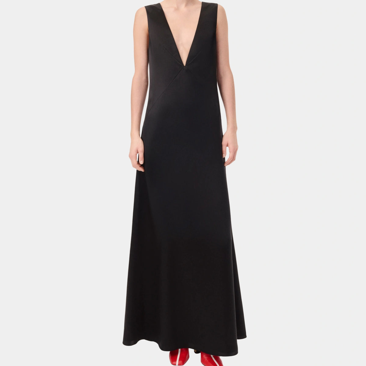 Long Dress in Black Silk Satin0