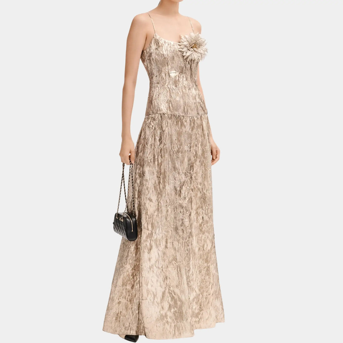 Chanel Long Dress in Silk and Mixed Fibers, Front