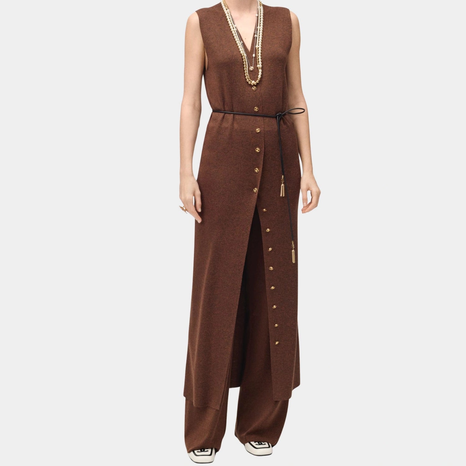 Long Dress Silk Dark Brown