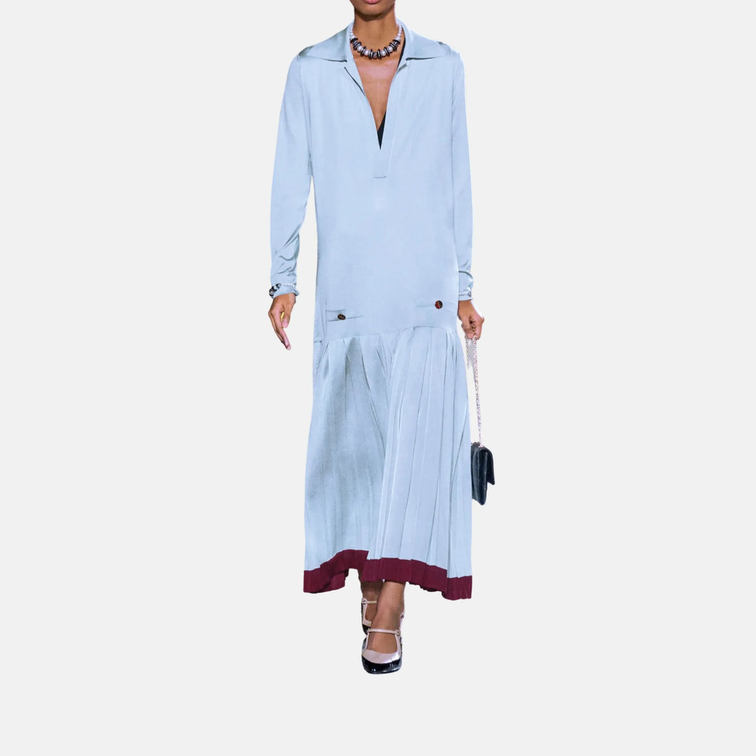 Chanel Long Dress Silk in Glacier Blue