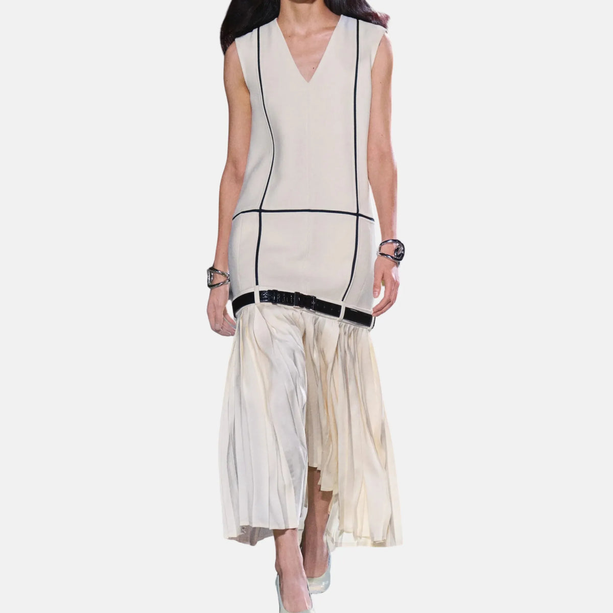 Chanel Long Dress Wool Silk in White