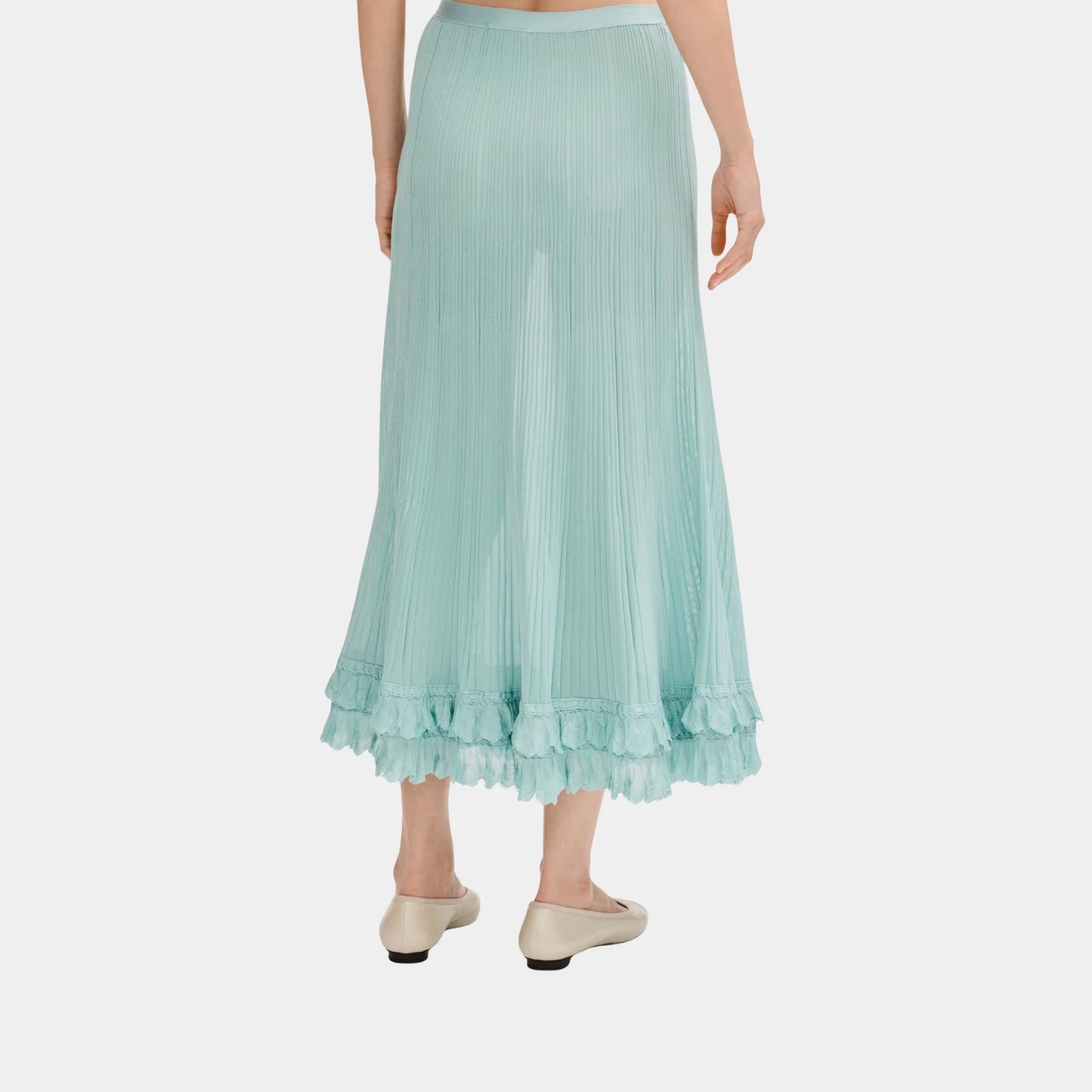 Chanel Long Skirt in Light Blue Silk, Back