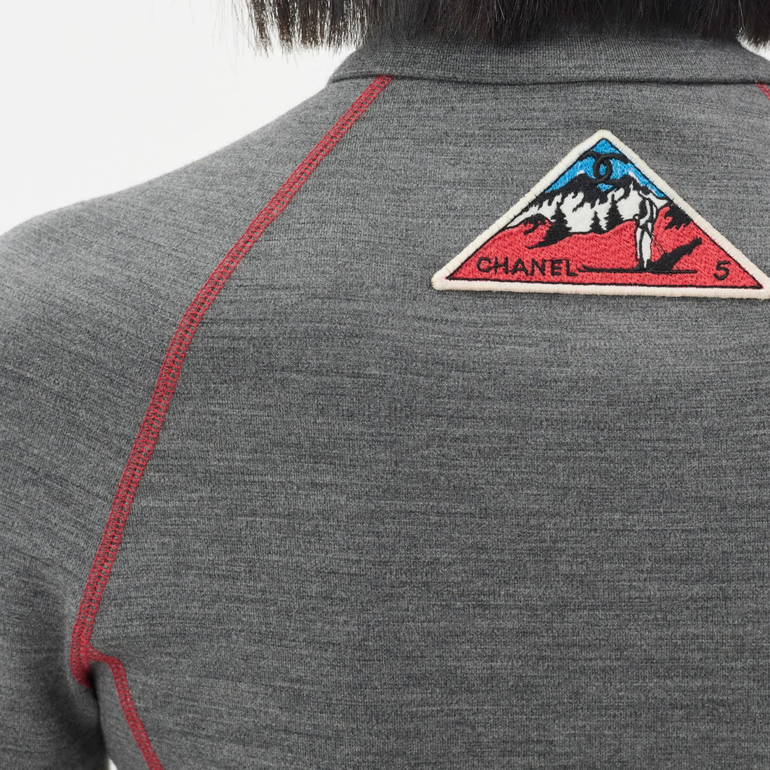 Chanel Long Sleeve Top Jersey in Grey, Coco Neige 2026, close up detail