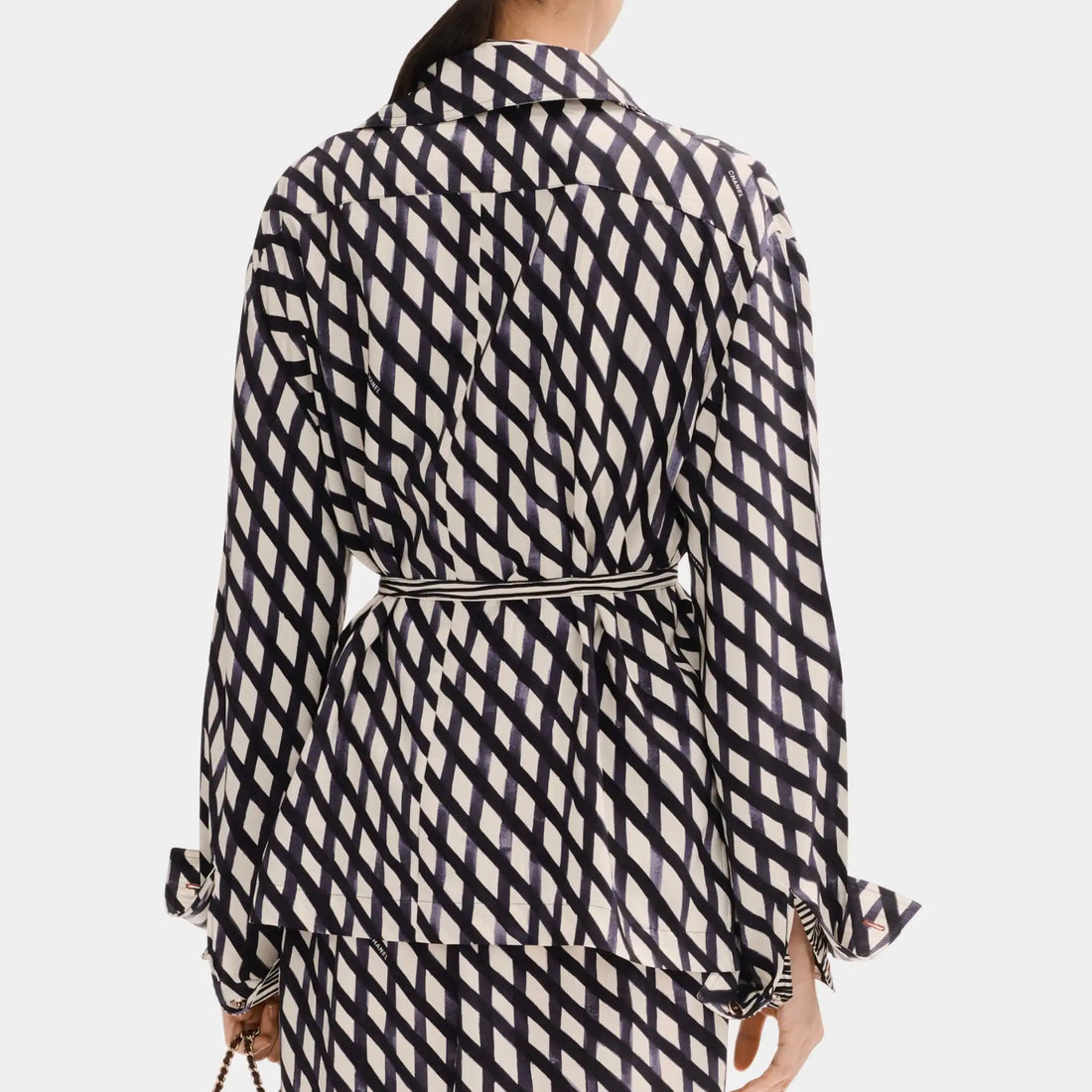 Chanel Long Sleeved Blouse in Printed Crepe de Chine, Back