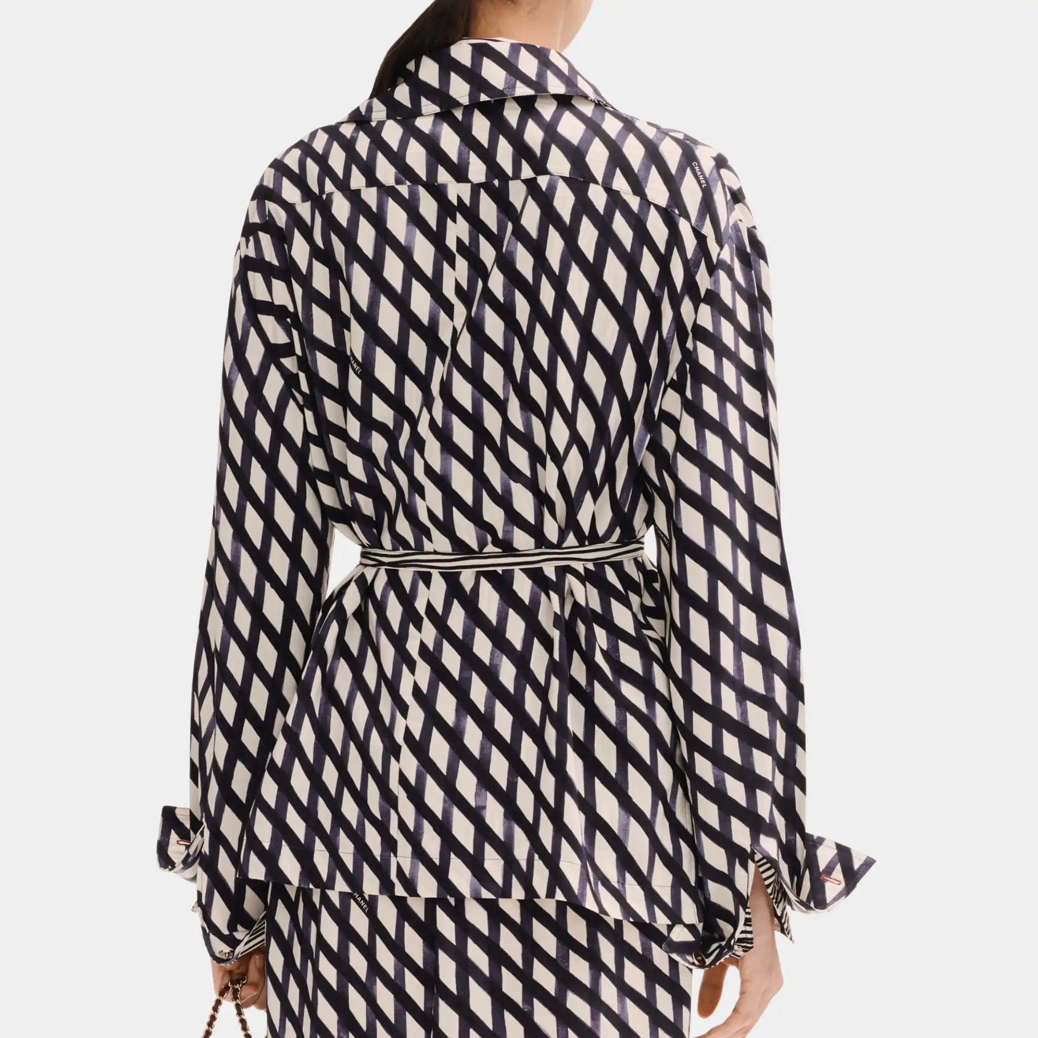 Chanel Long Sleeved Blouse in Printed Crepe de Chine, Back
