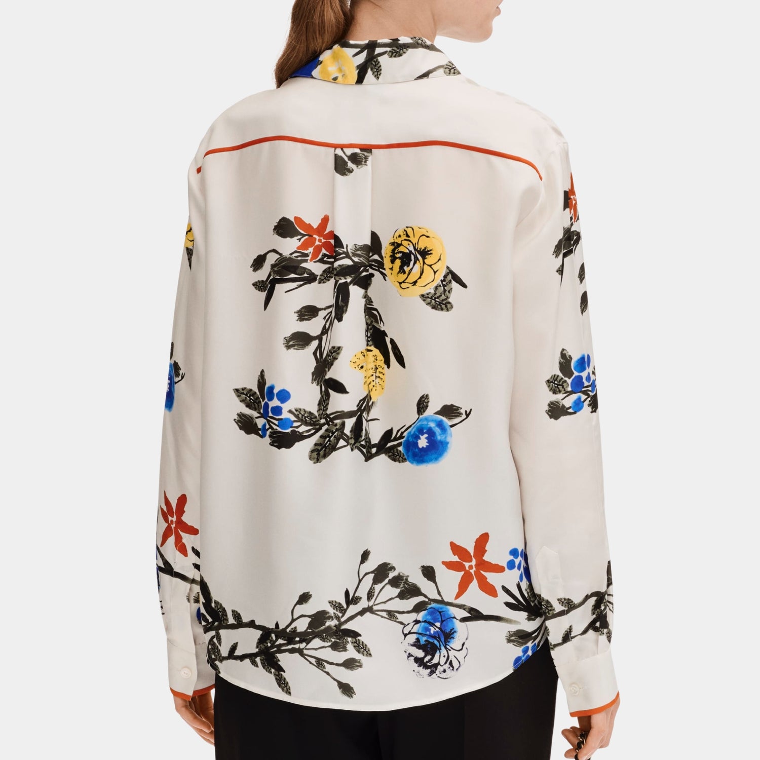 Chanel Long-sleeved Shirt in Printed Silk, Ecru, Back