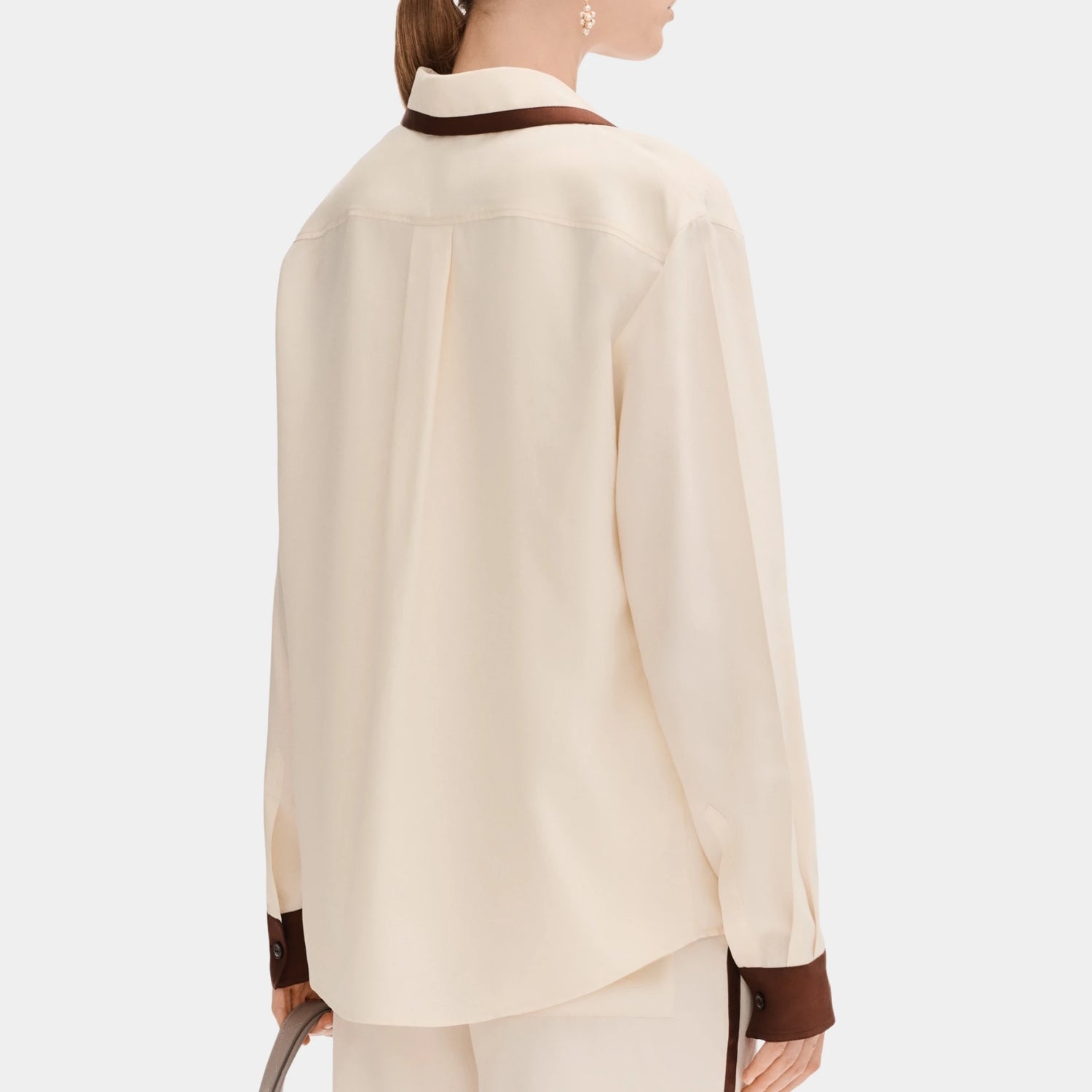 Chanel Long-sleeved Shirt in Silk Light Yellow and Burgundy, Back