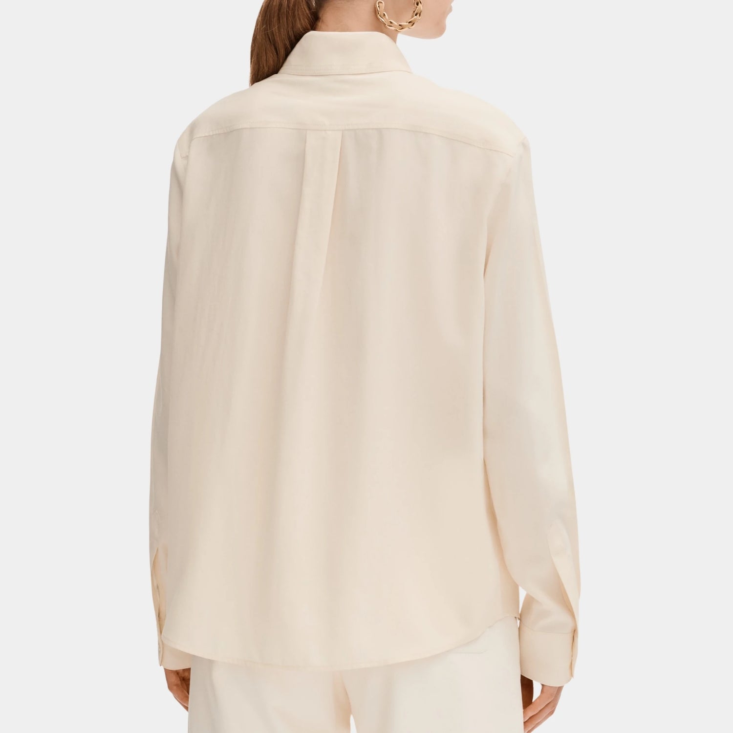 Chanel Long-sleeved Shirt in Silk Light Yellow, Back