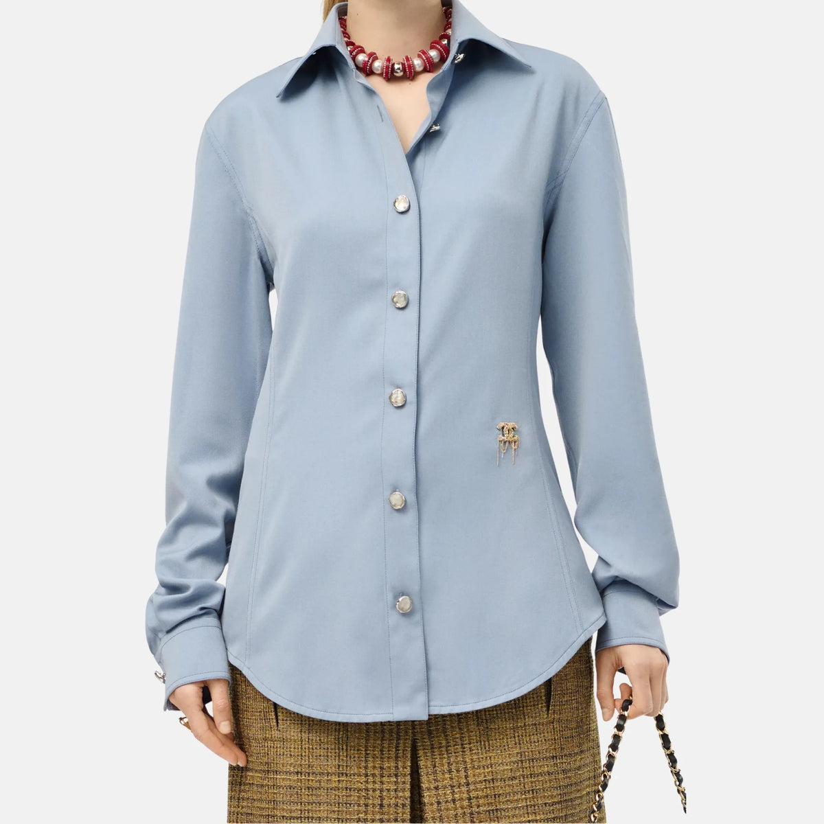 Chanel Long Sleeved Shirt Wool Cashmere in Light Blue