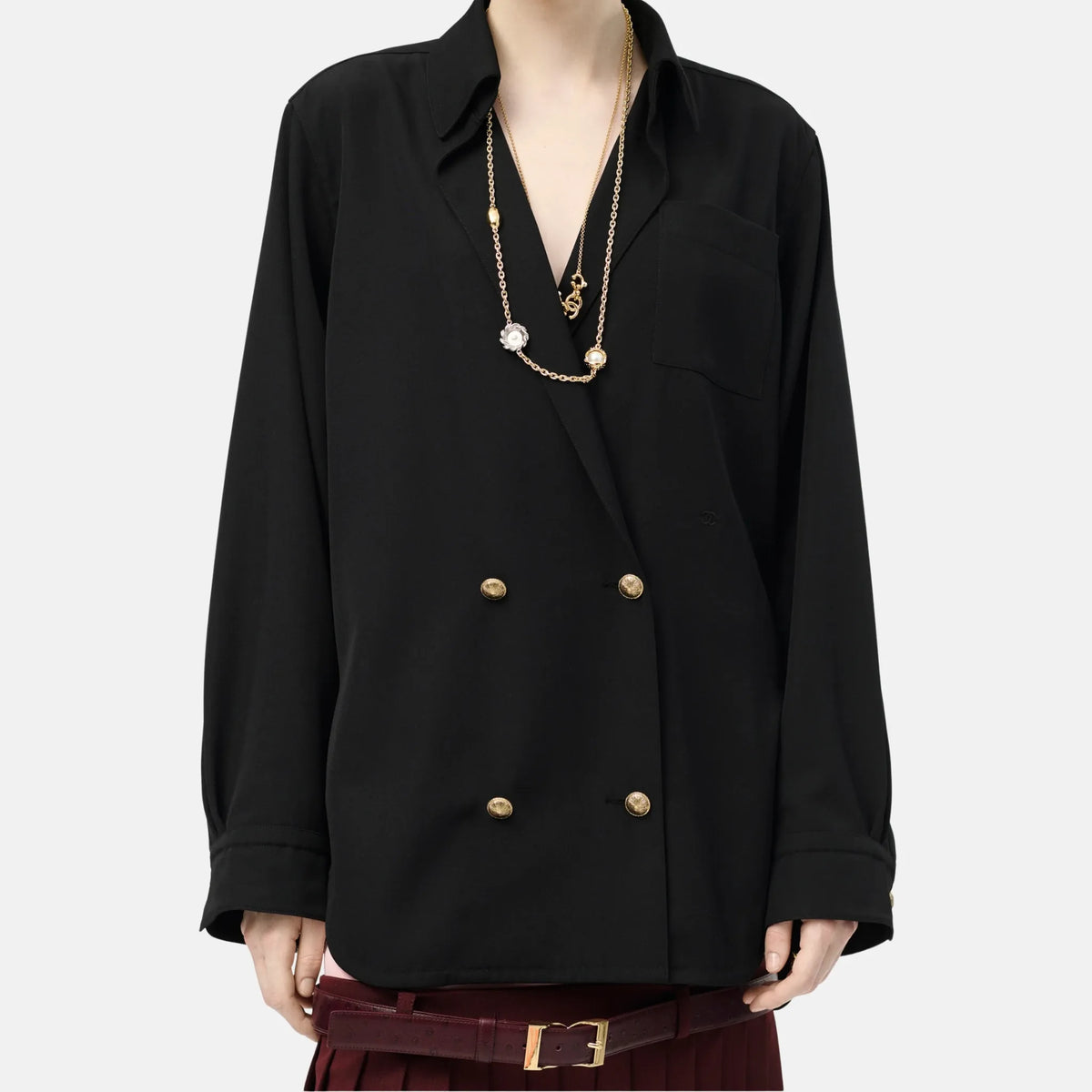Chanel Long Sleeved Shirt Wool in Black