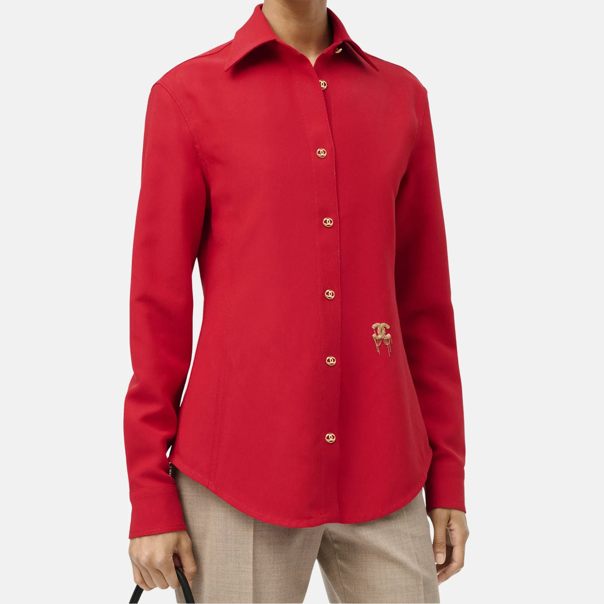 Chanel Long Sleeved Shirt Wool Silk in Heart Red