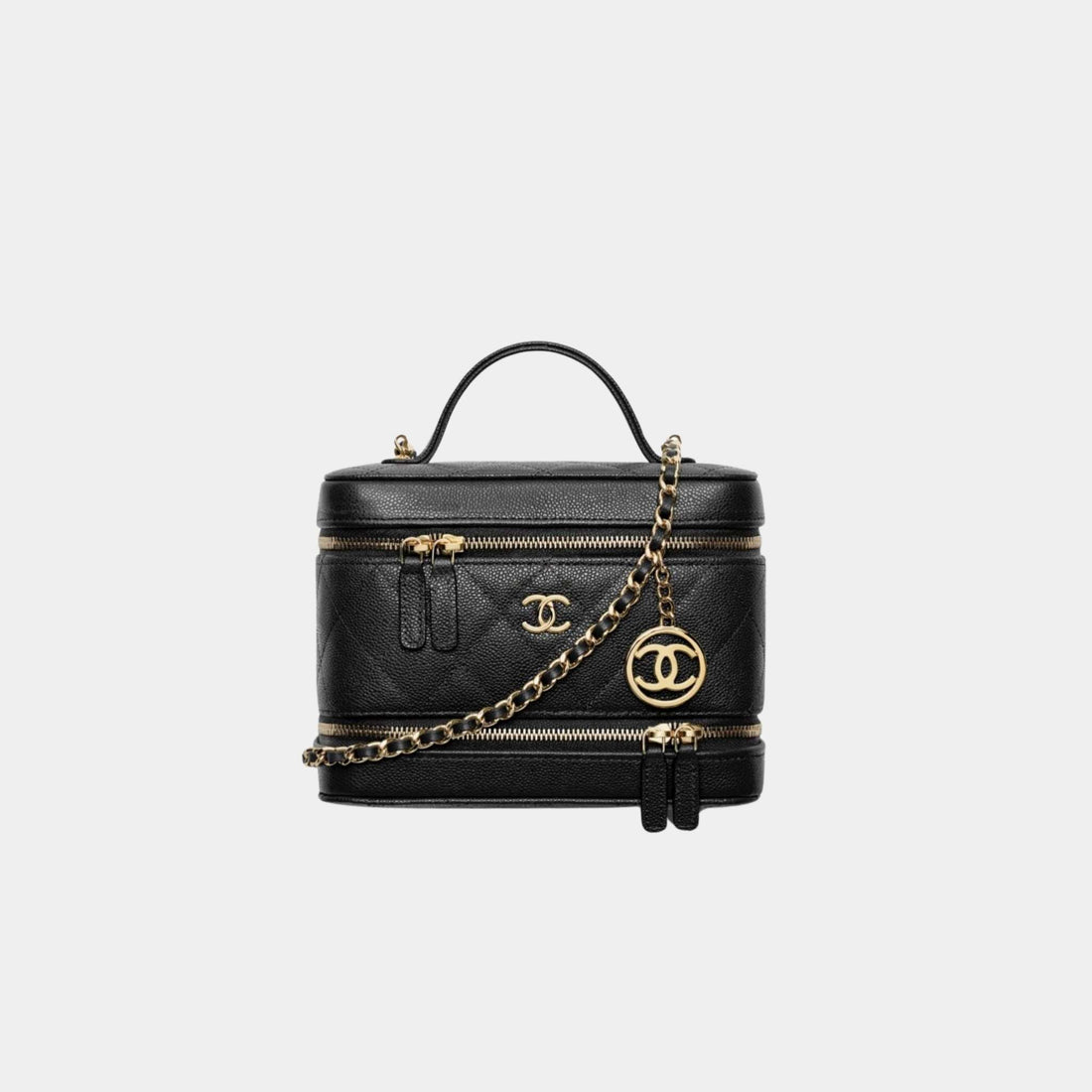 Chanel Long Vanity with Chain in Grained Calfskin, Black