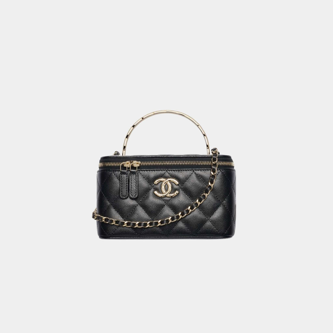 Chanel Long Vanity with Chain in Grained Shiny Calfskin, Black