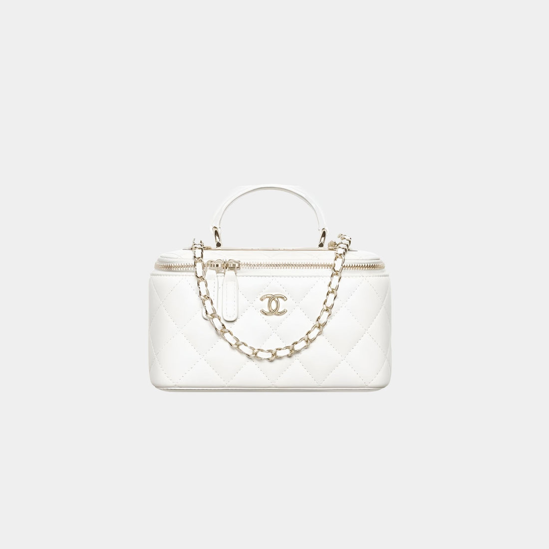 Chanel Long Vanity With Chain in Lambskin, White