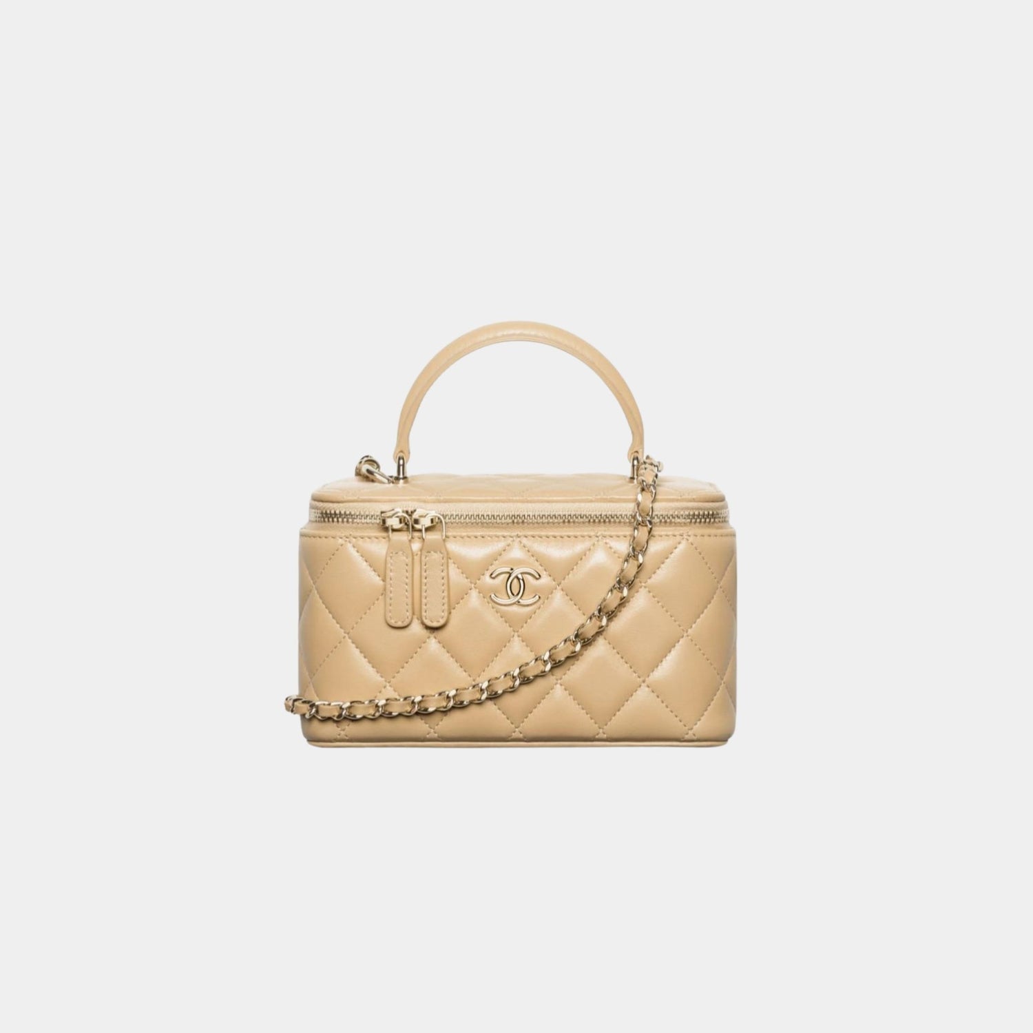 Chanel Long Vanity With Chain Lambskin, Dark Beige