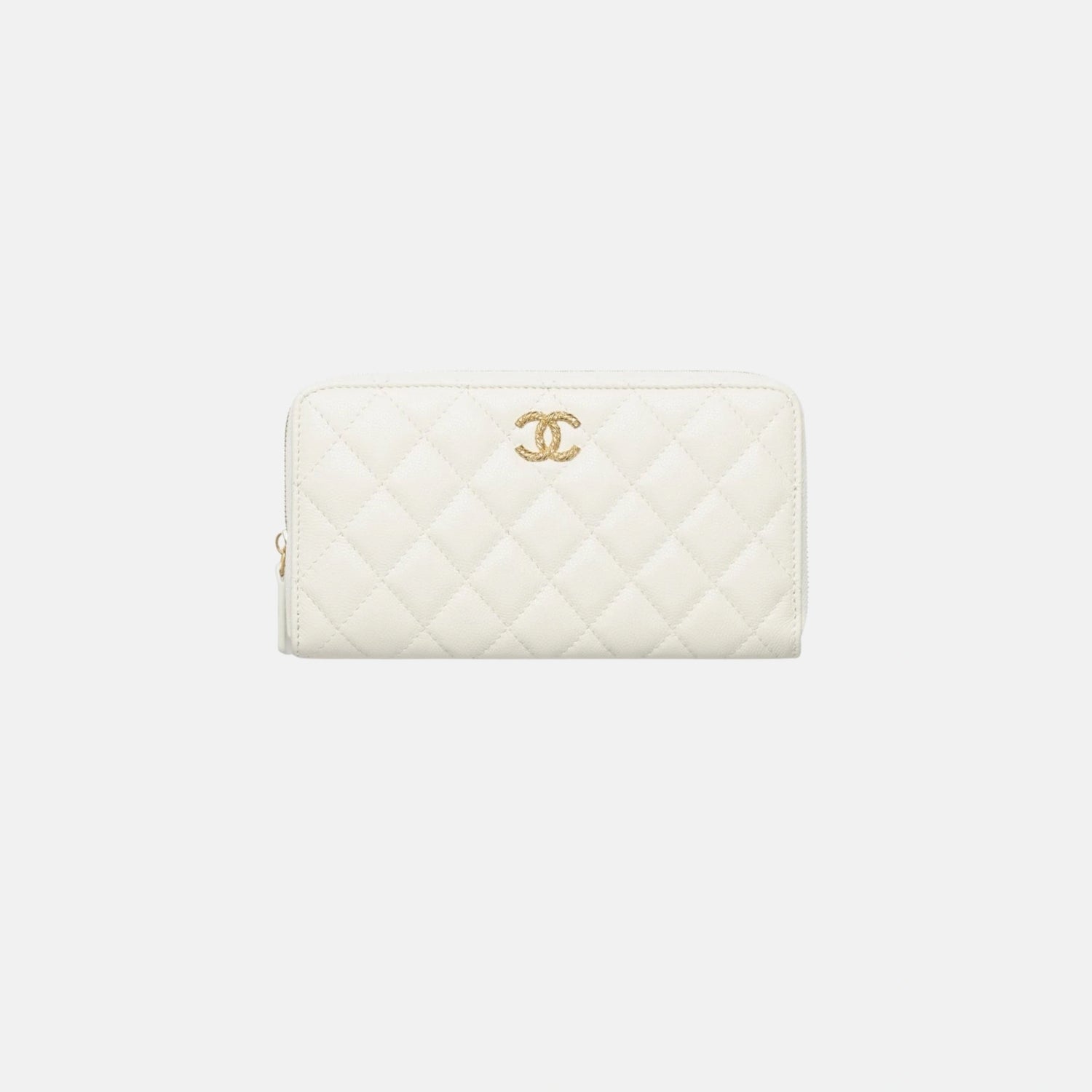Chanel Long Zipped Wallet Shiny Grained Calfskin Strass and Gold Tone