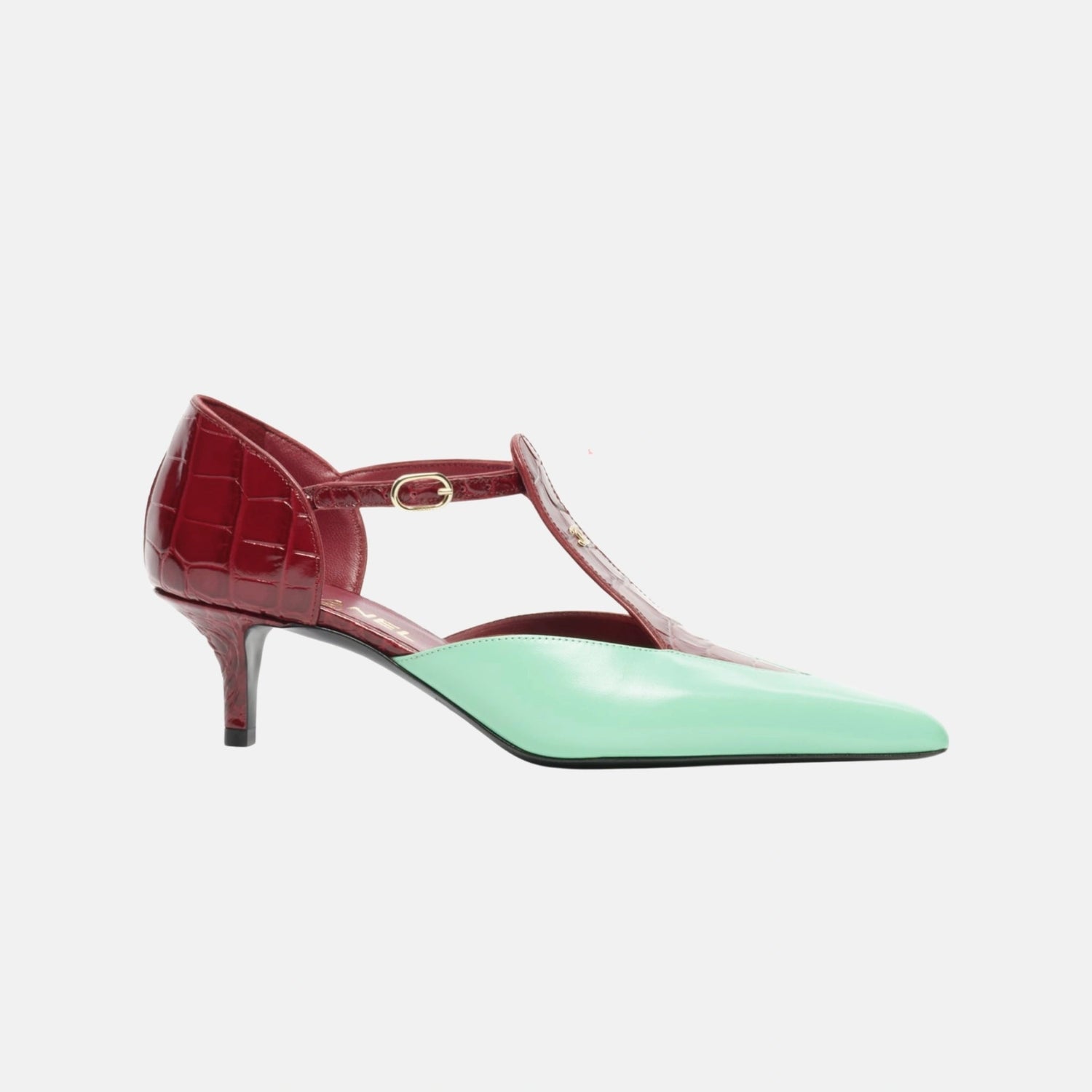 Chanel Mary Janes Crocodile Embossed Patent Calfskin Lambskin, Side