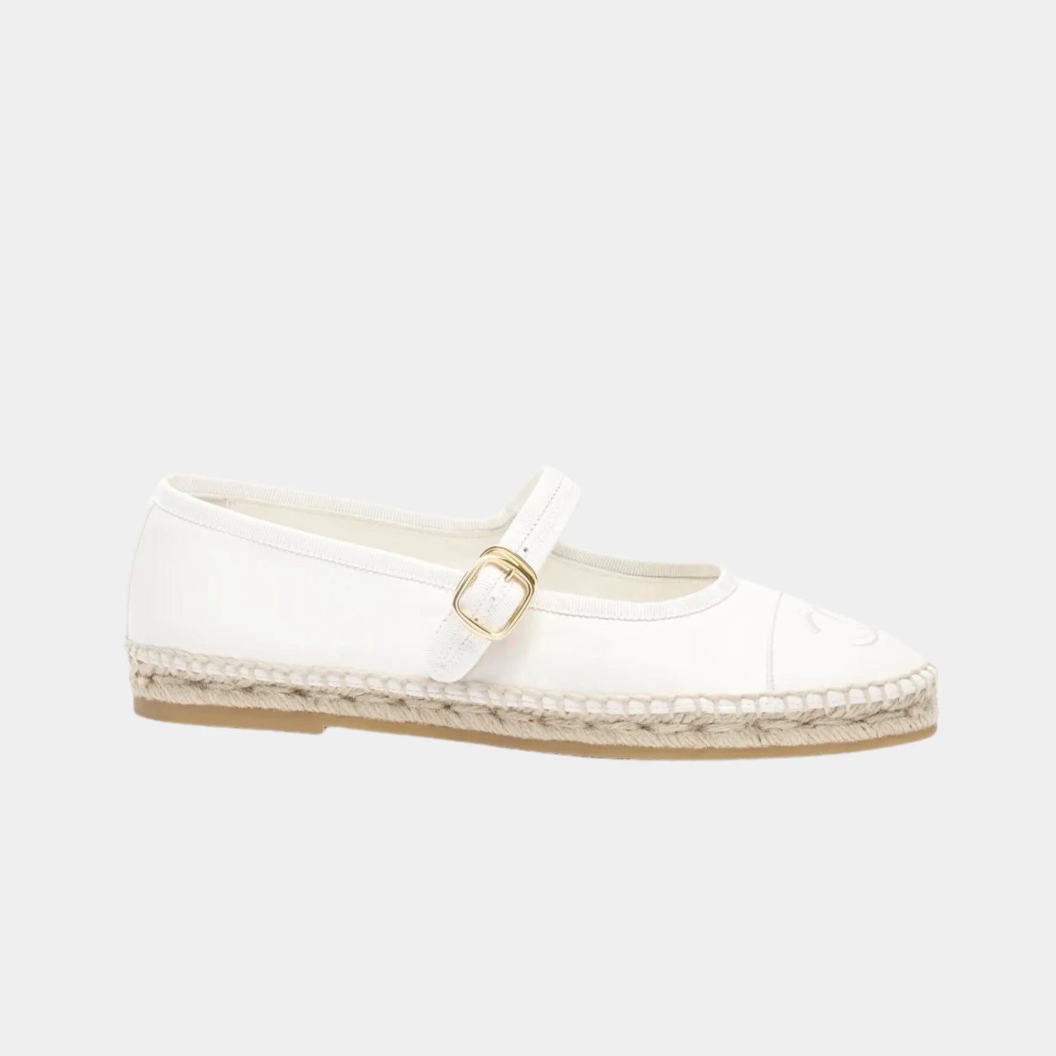 Chanel Mary Janes in Lambskin, White, Side
