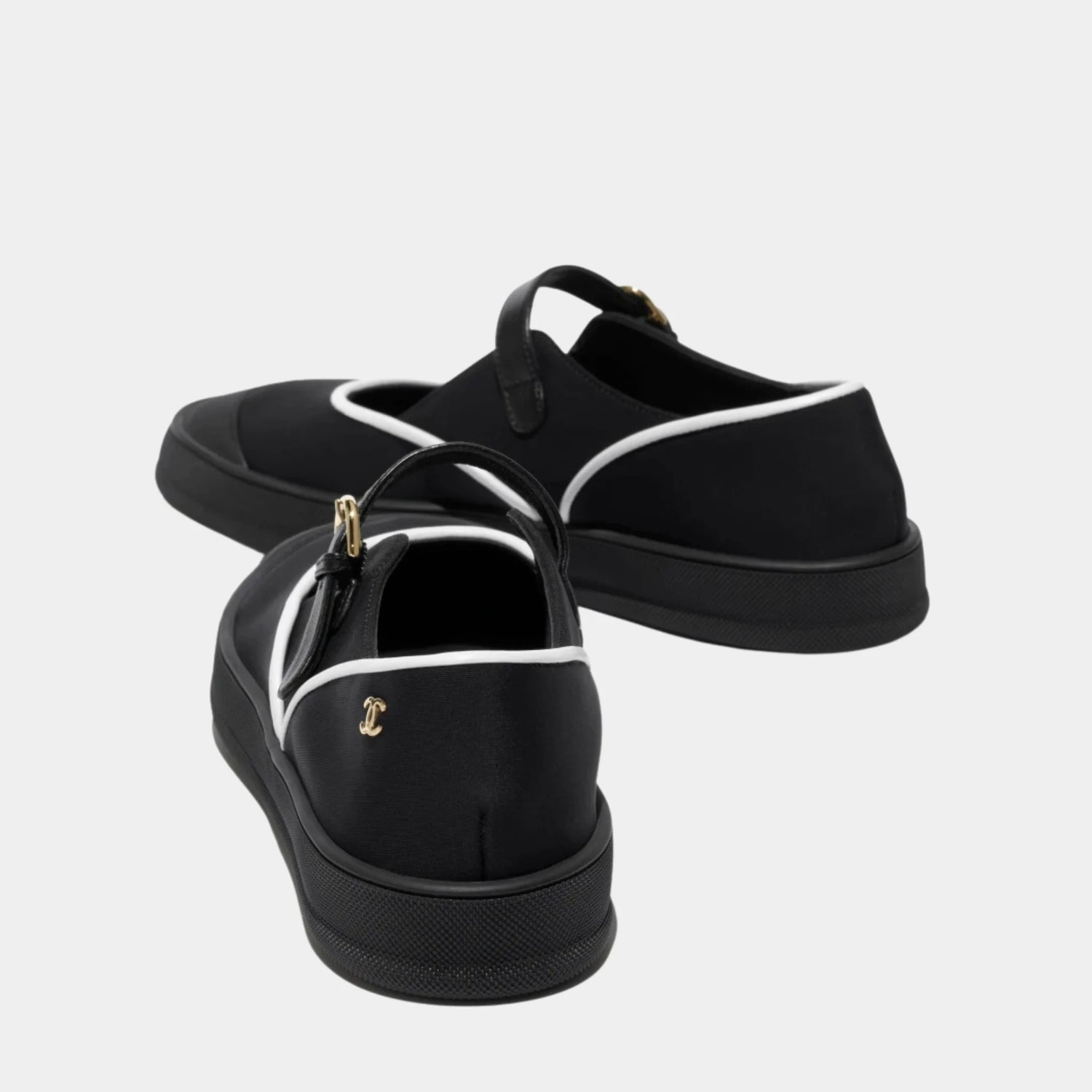 Chanel Mary Janes in Mixed Fibers &amp; Rubber, Black, White, Back