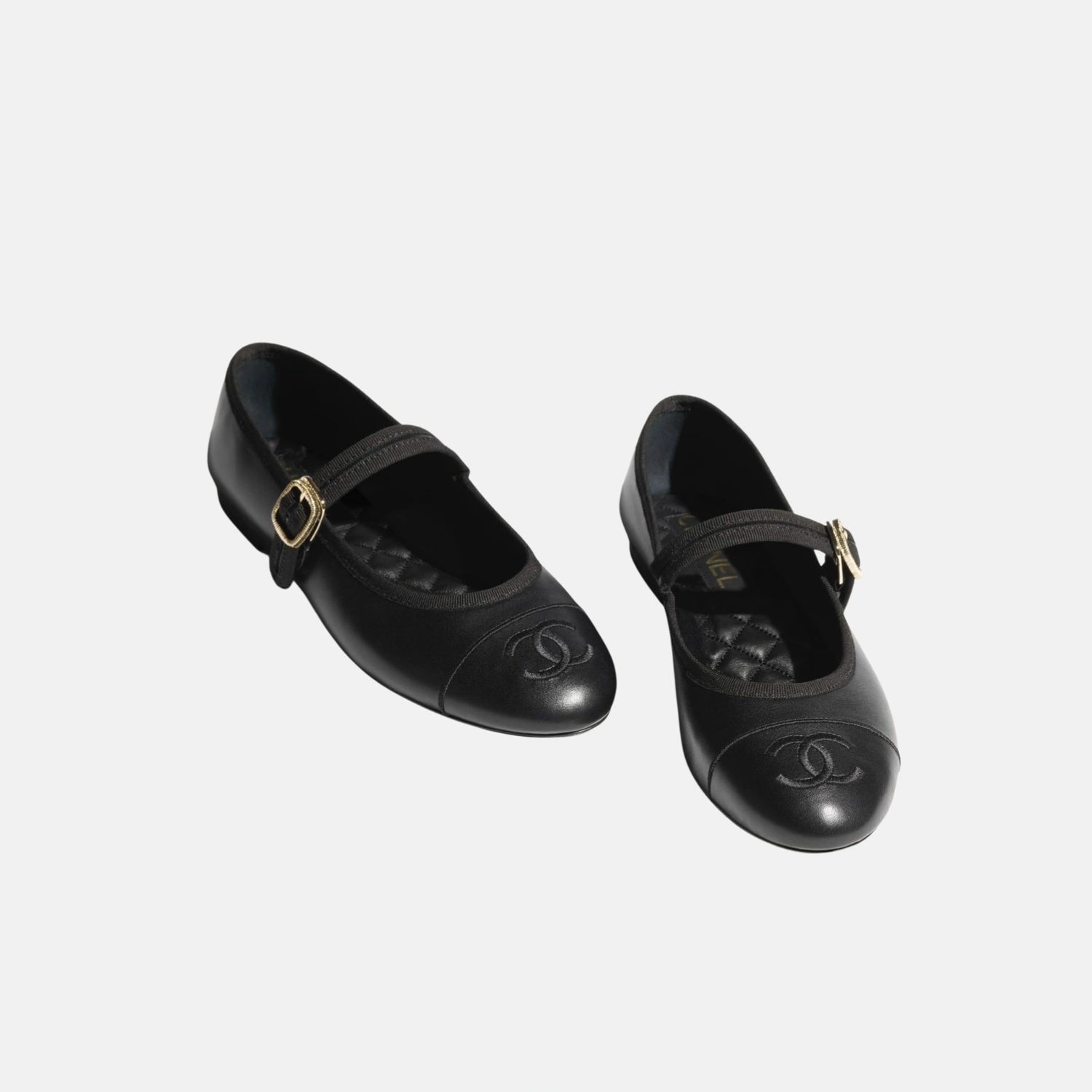 Chanel Mary Janes in Lambskin, Black, Front