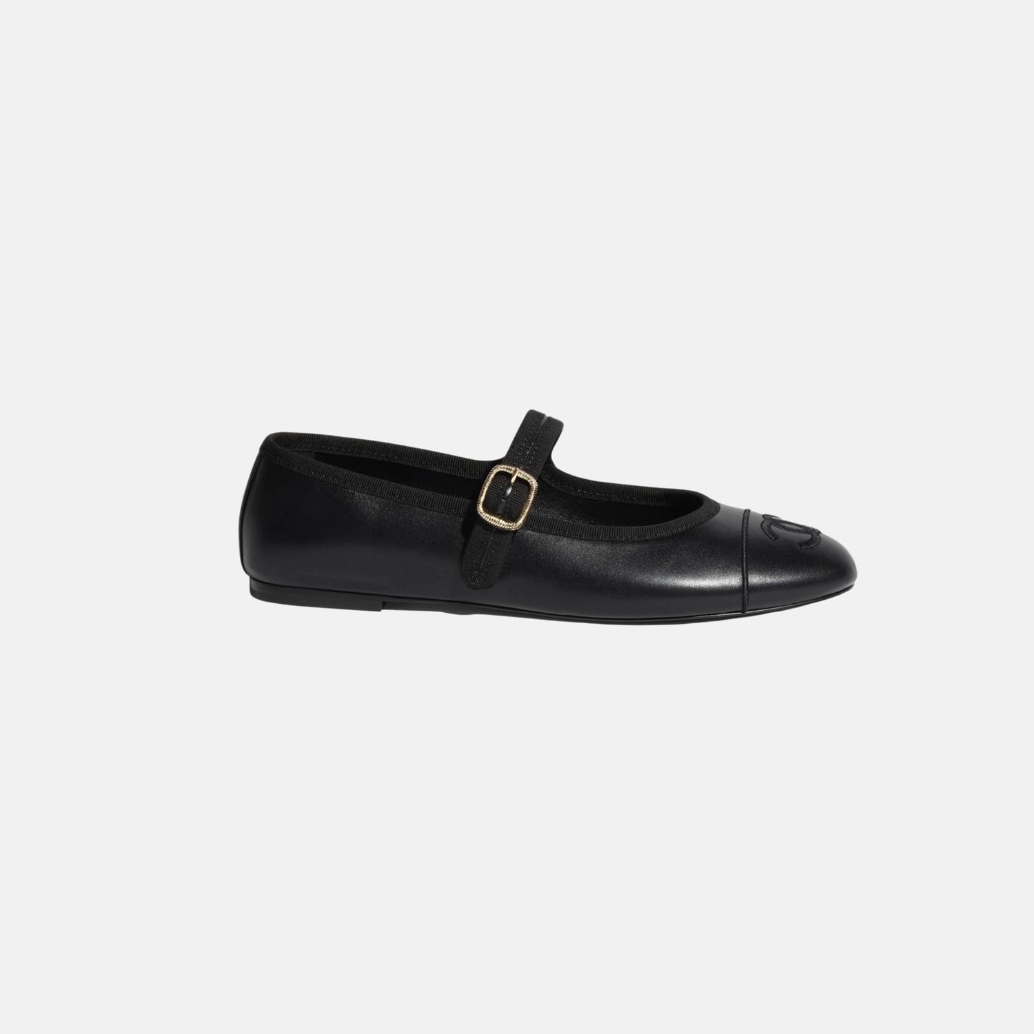 Chanel Mary Janes in Lambskin, Black, Side