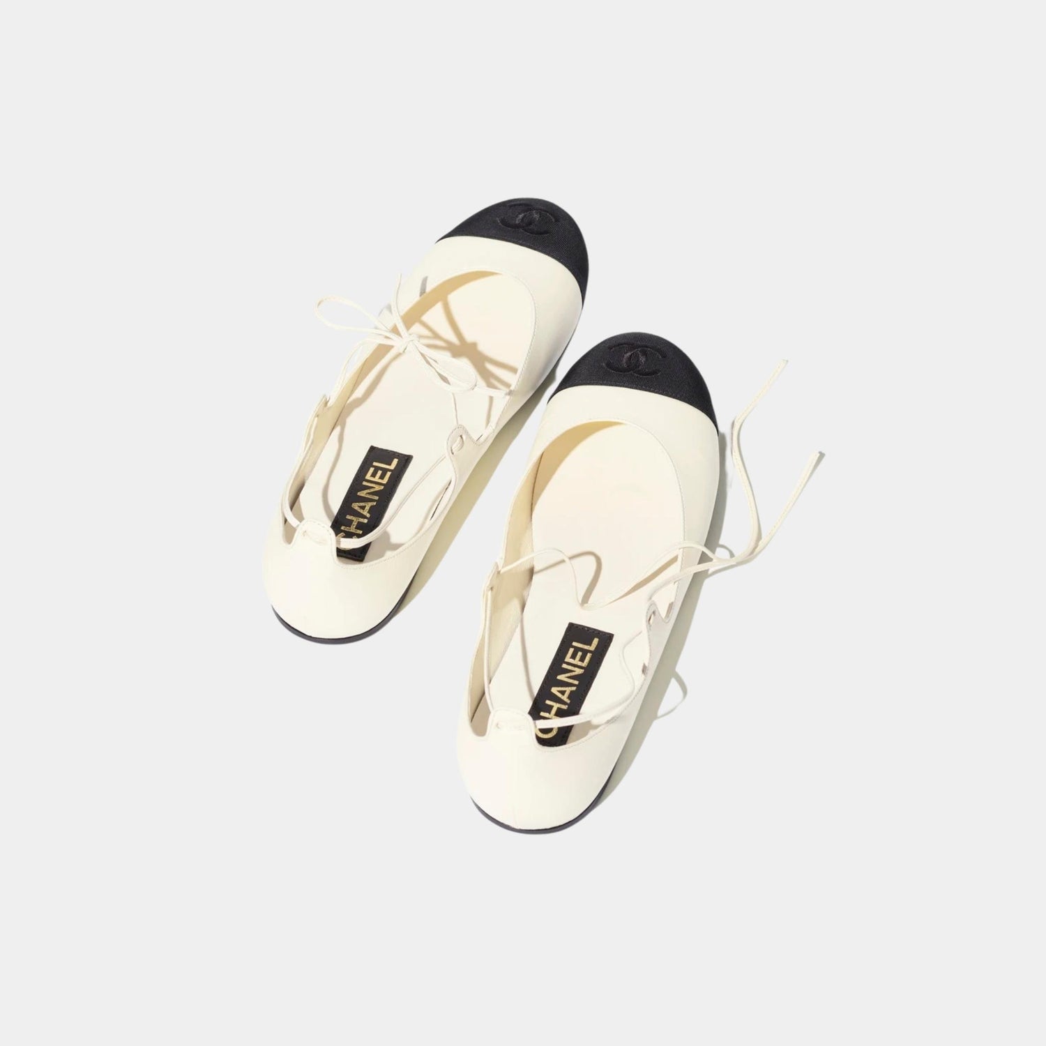 Chanel Mary Janes Lambskin &amp; Grosgrain, Ivory, Top