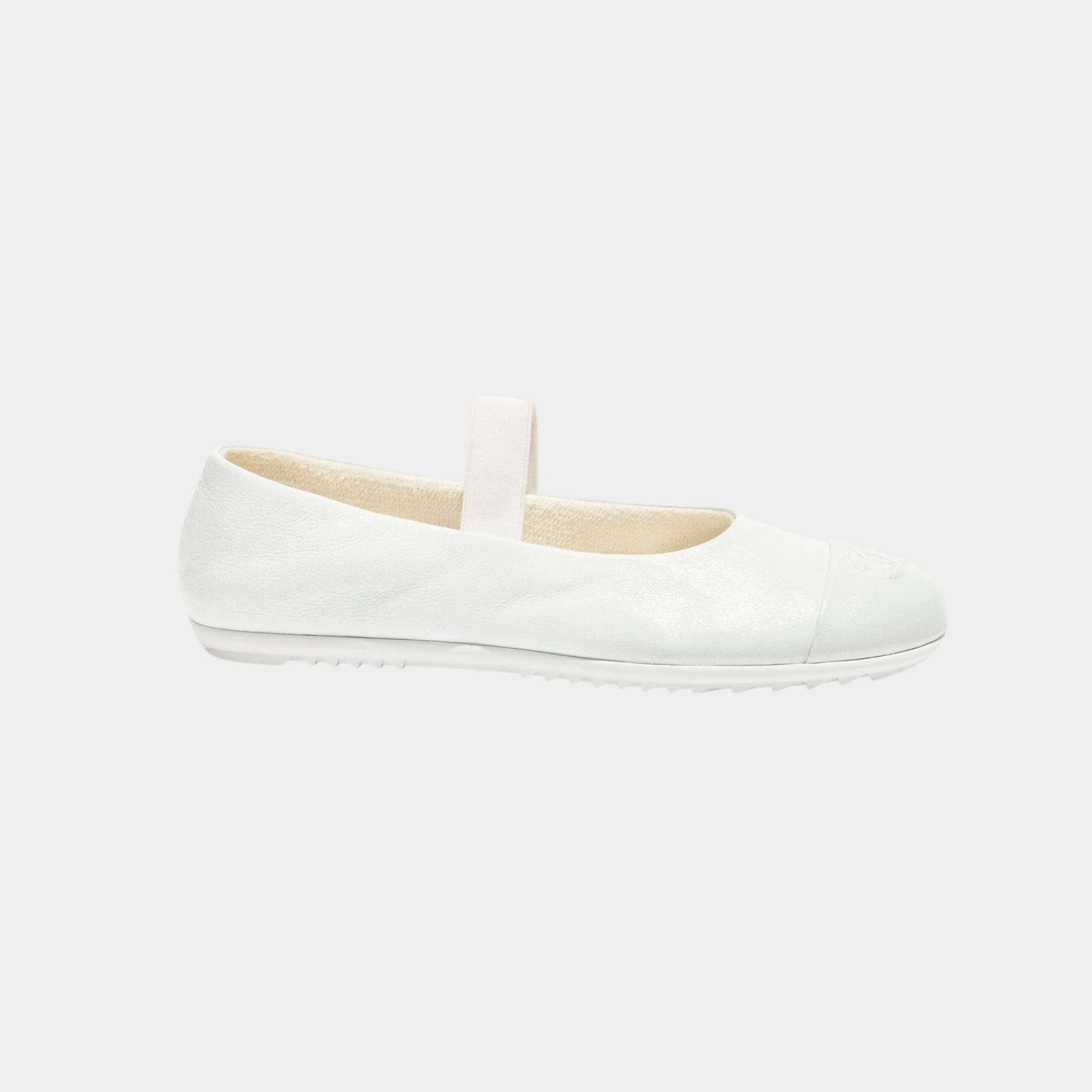 Chanel Mary Janes Lambskin White , Side