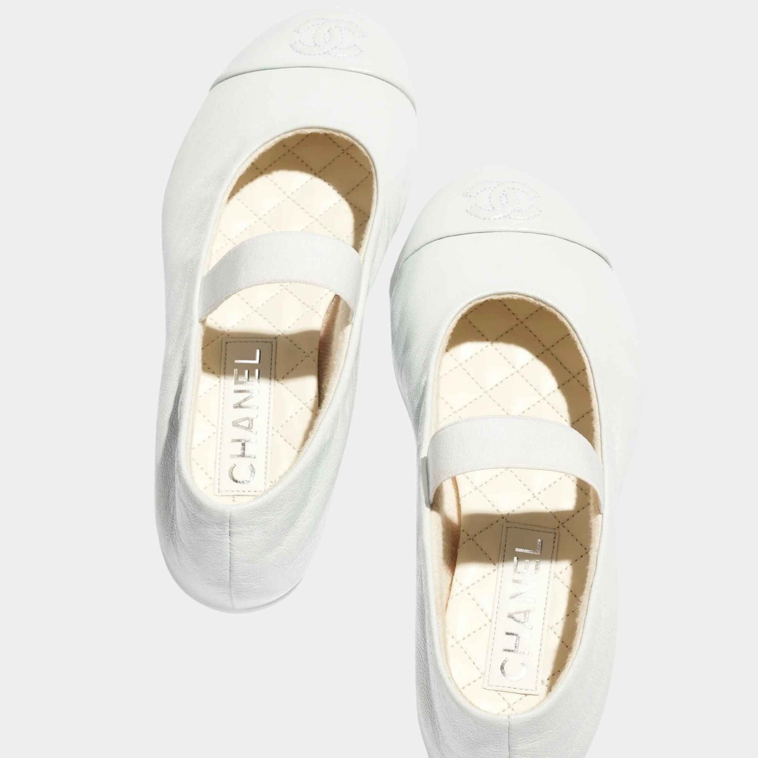 Chanel Mary Janes Lambskin White , Top 