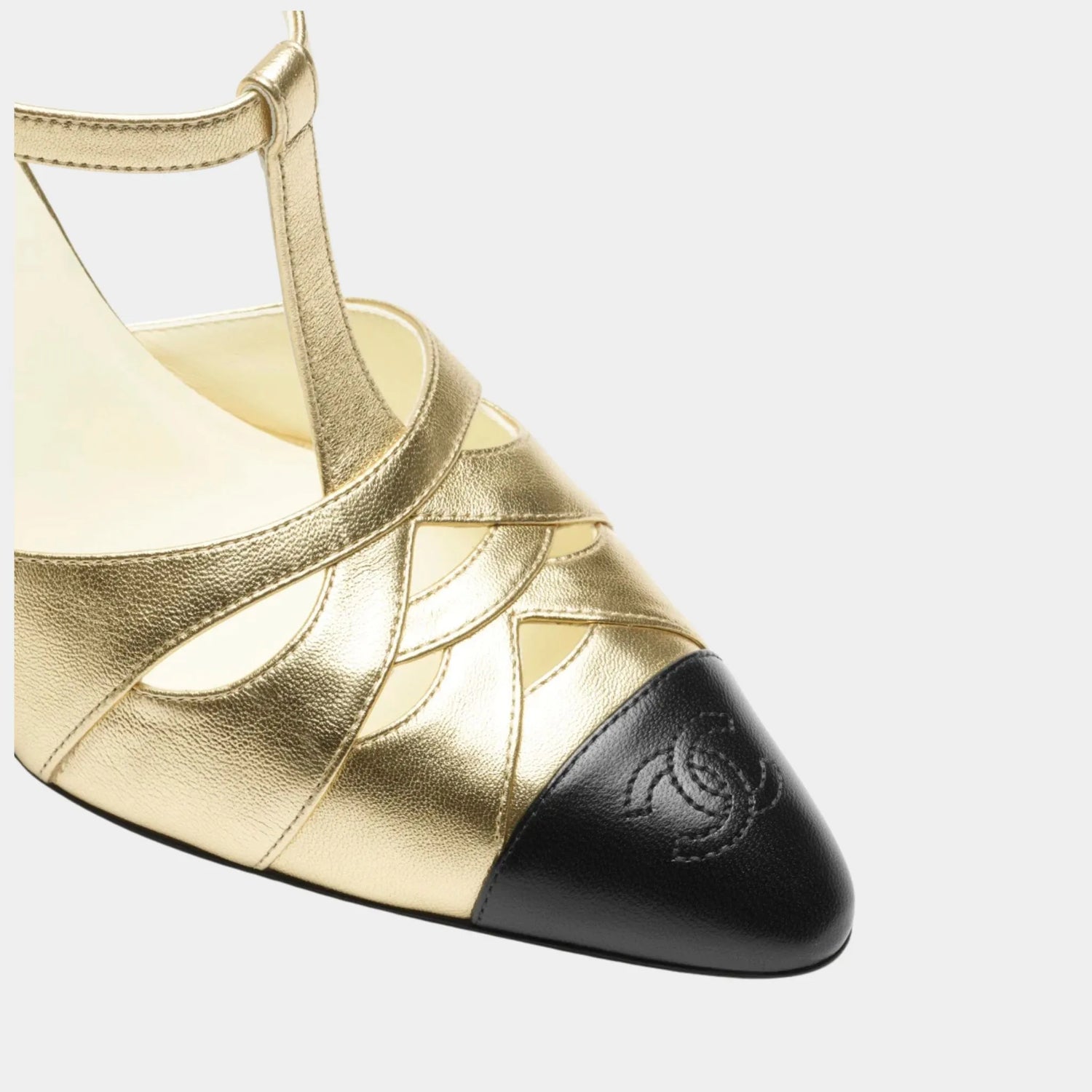 Chanel Mary Janes Laminated Lamb &amp; Lamb Gold &amp; black