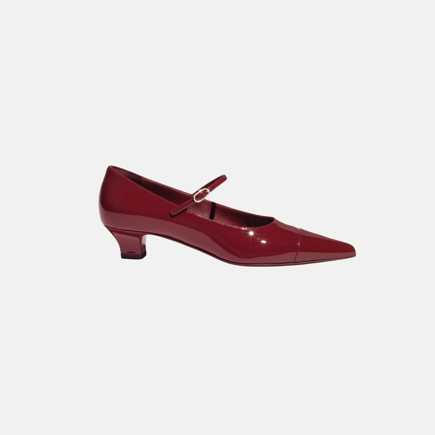 Chanel Mary Janes in Patent Calfskin, Burgundy, Side