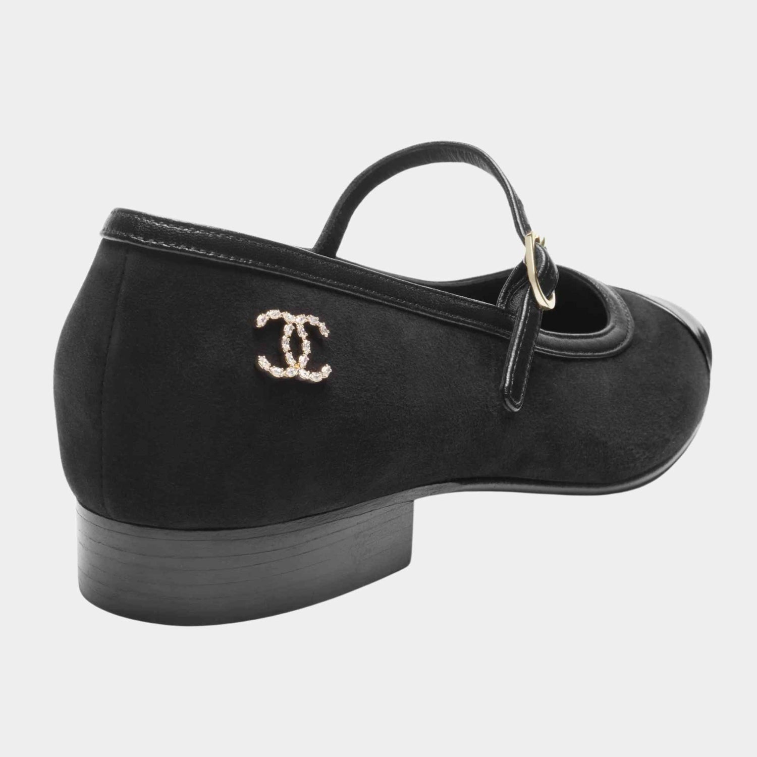 Chanel Mary Janes Suede Kidskin Lambskin Patent and Calfskin Black, Rear Side