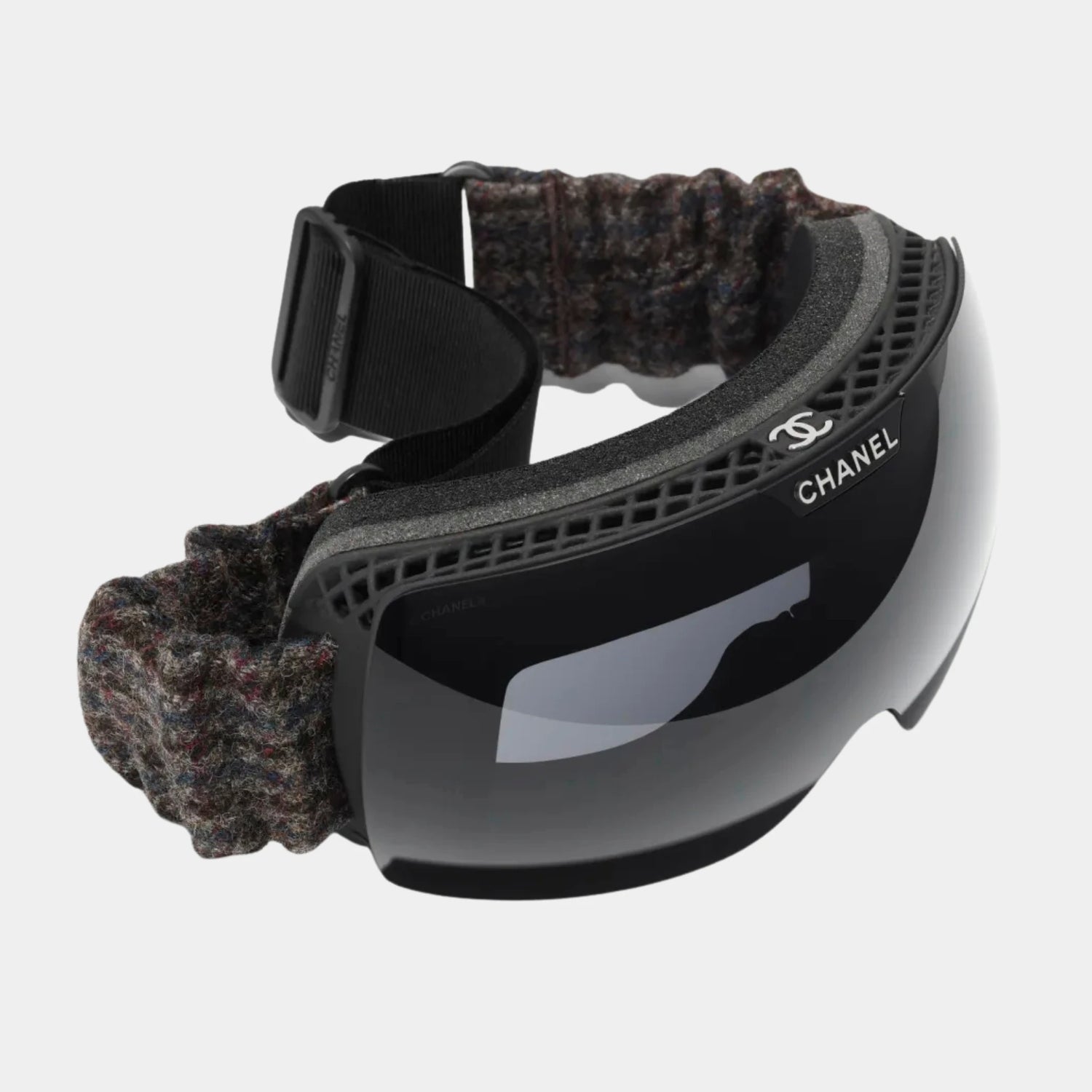 Chanel Mask Glasses in Nylon and Tweed, Grey, Top