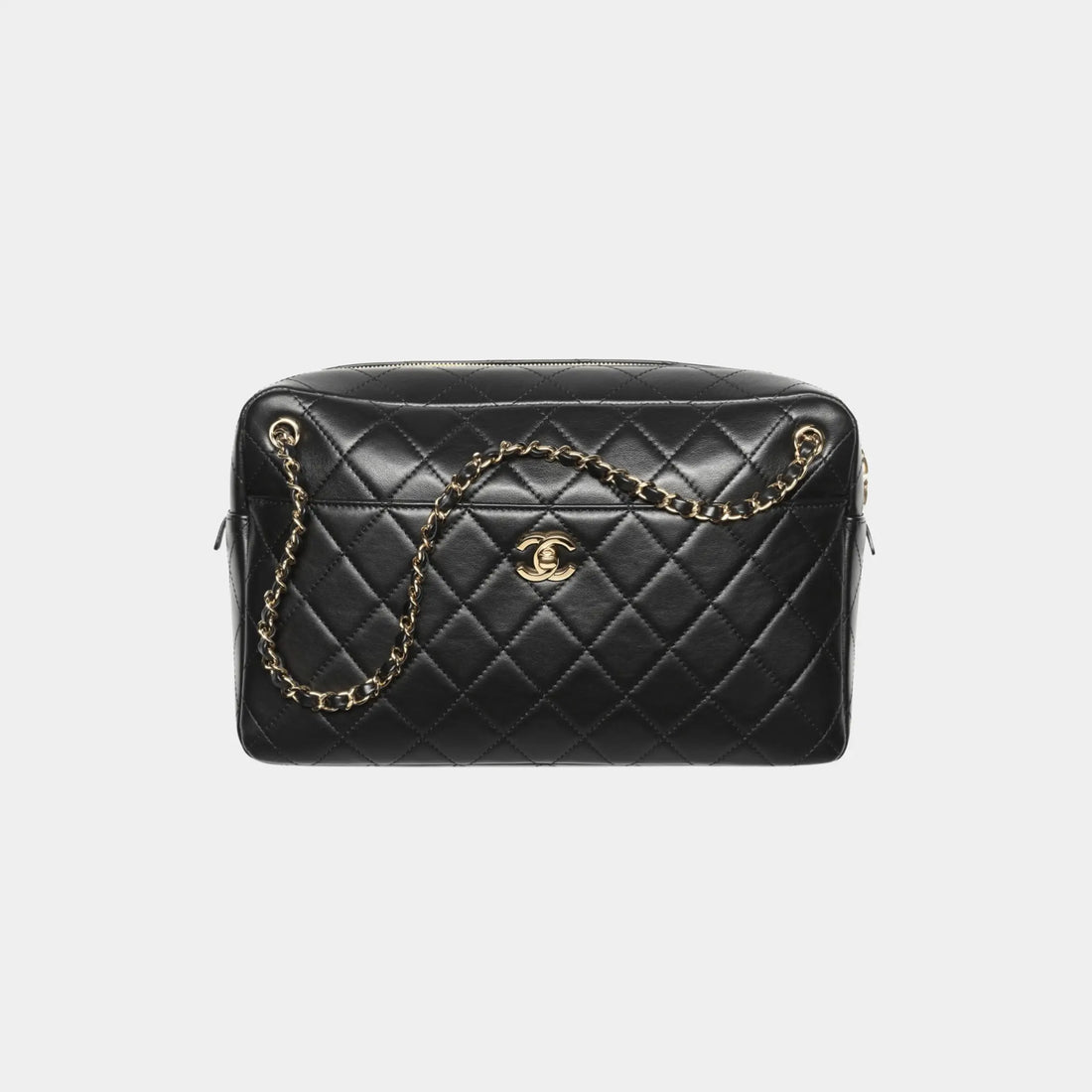Chanel Maxi Camera Case in Black Lambskin, Front